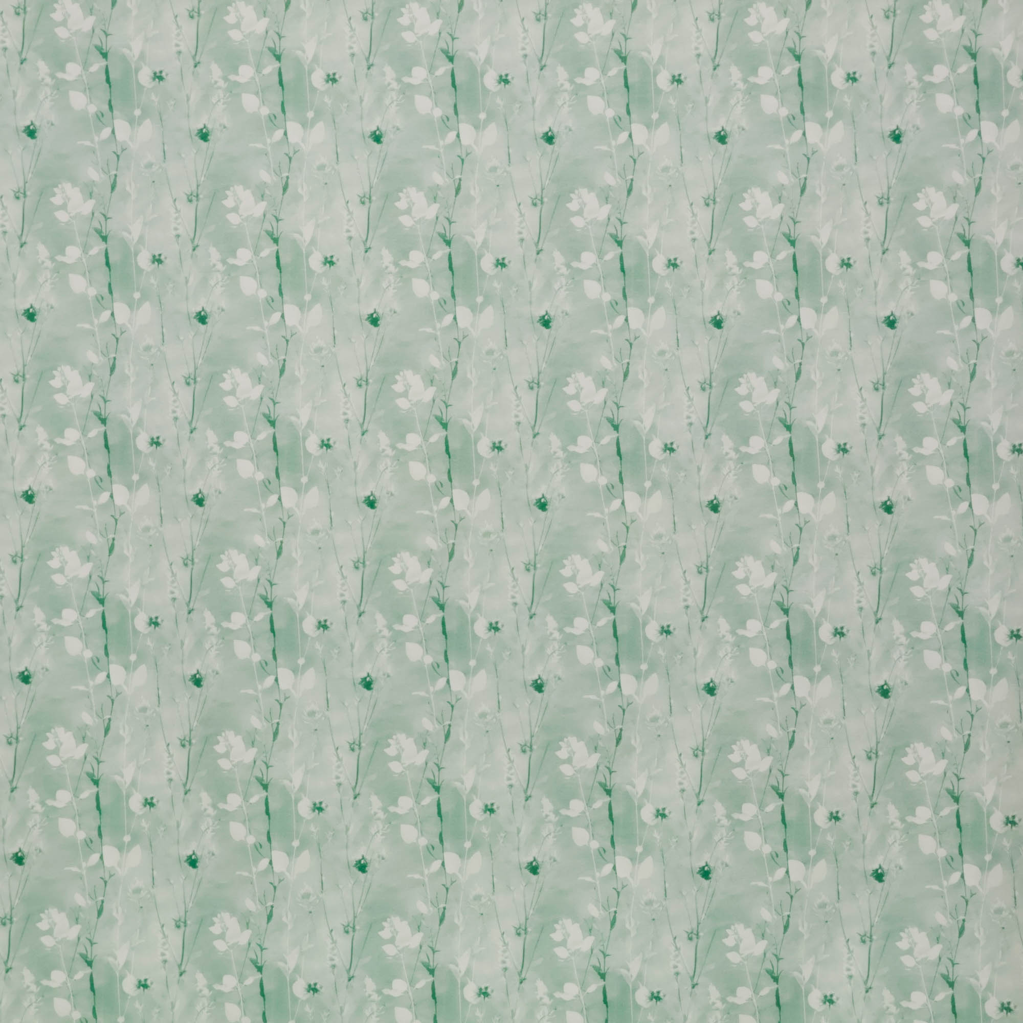 French terry licht groen met bloemetjes