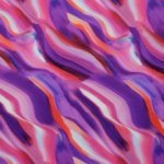 Popeline viscose met roze/paarse golven