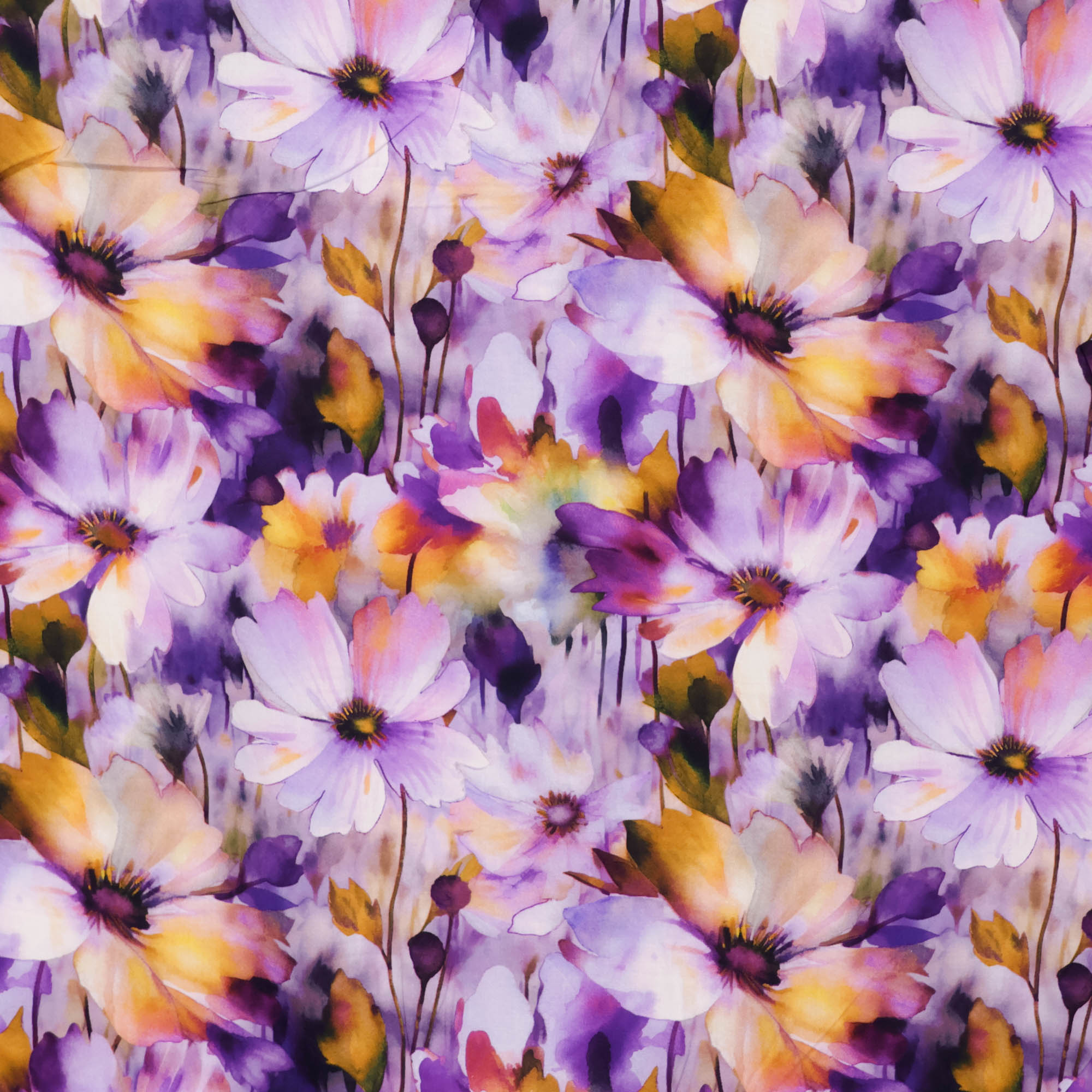 Popeline viscose met bloemen