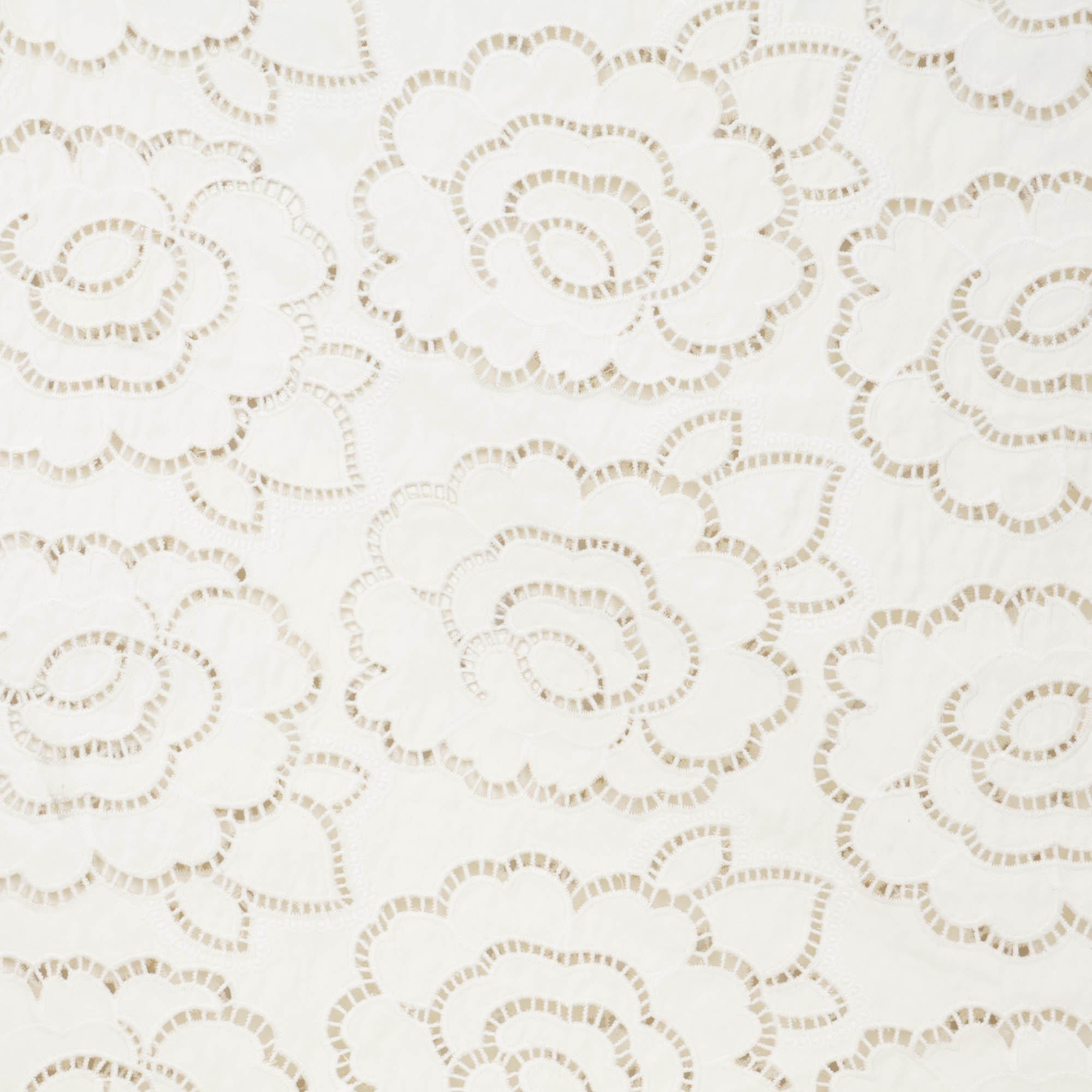 Broderie denim wit met bloemen