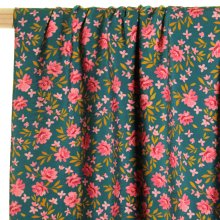 Viscose crinkle groen met bloemen - Atelier Jupe