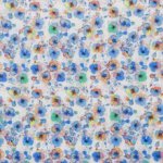 Popeline katoen blauwe bloemen