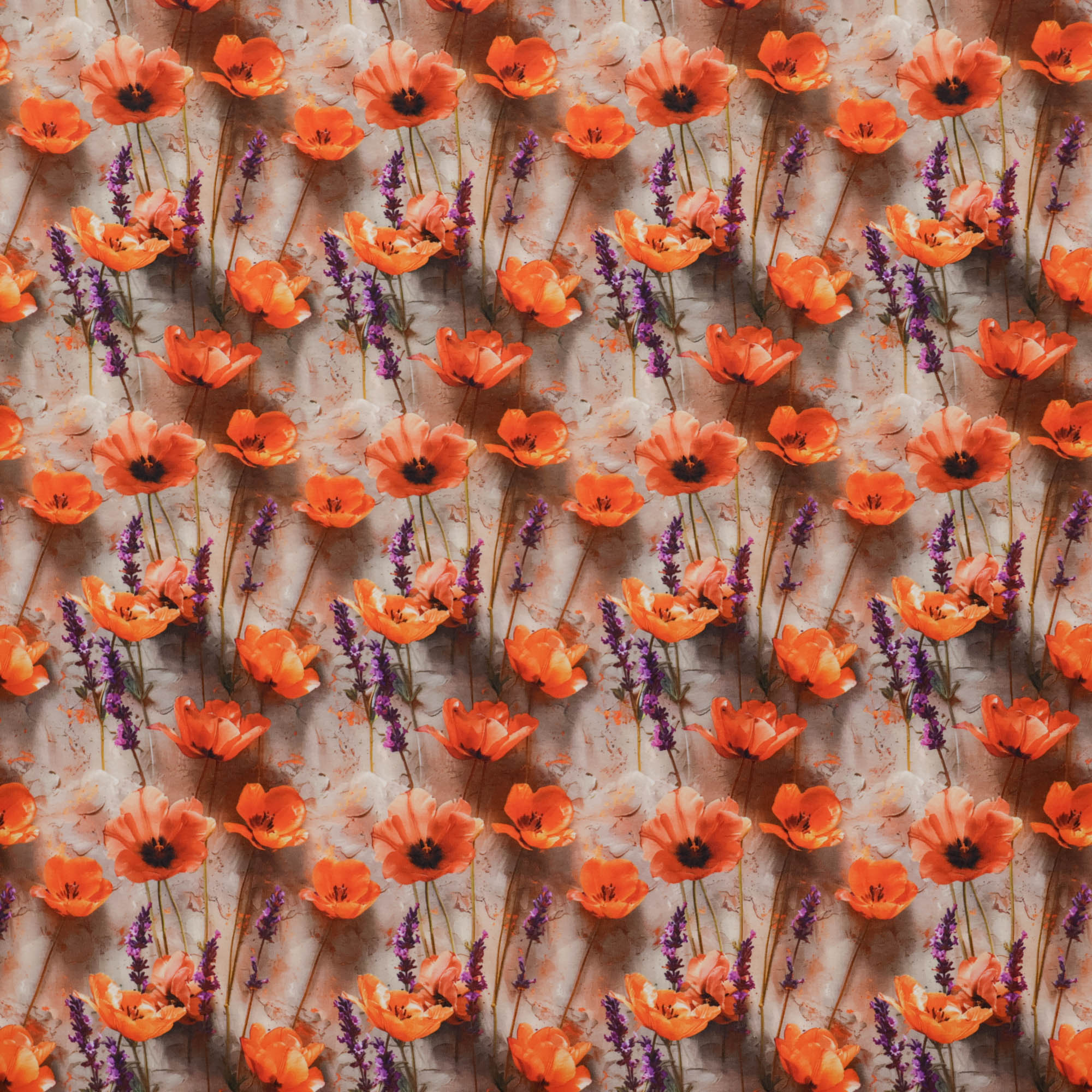 Tricot met klaprozen en lavendel
