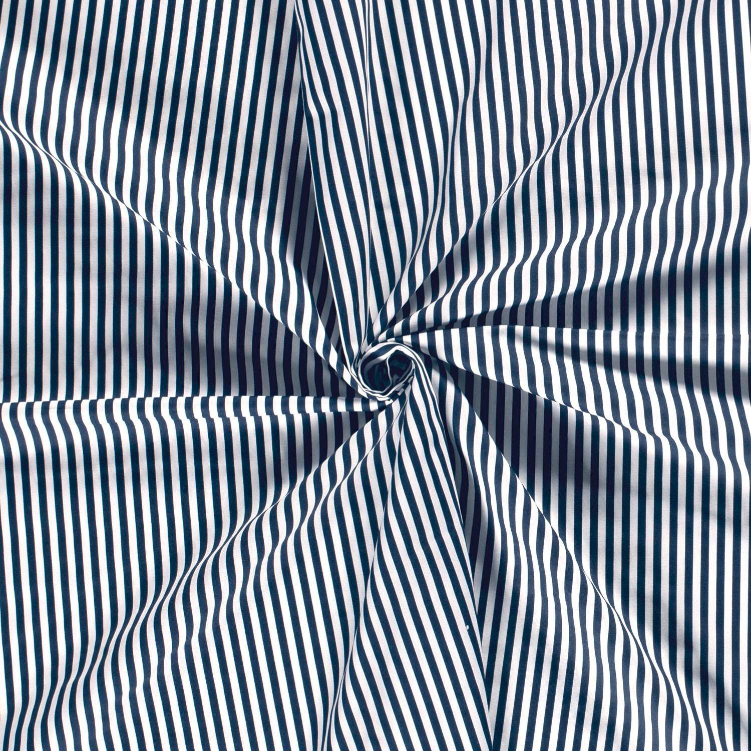 Katoen poplin stof bedrukt strepen marineblauw