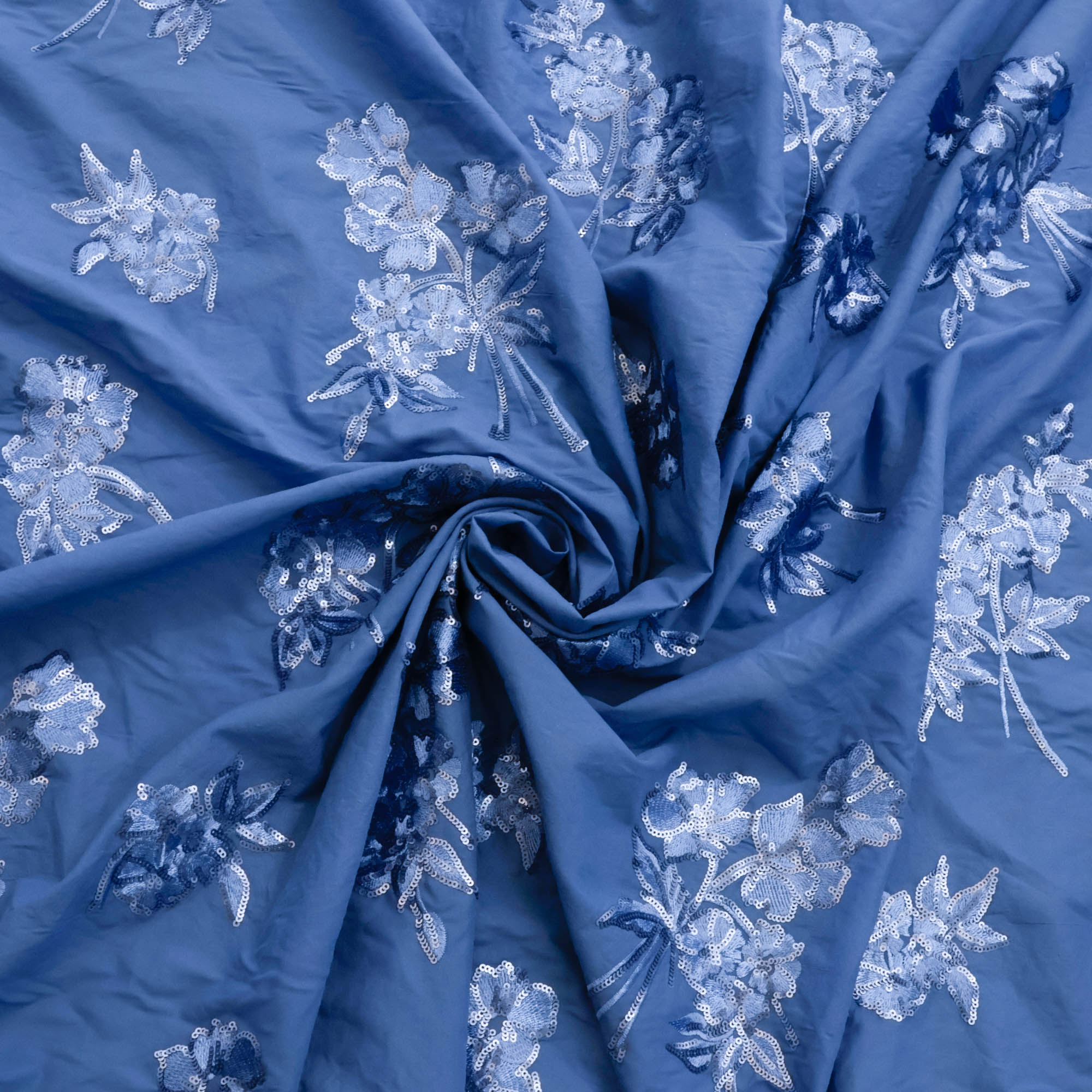 Geborduurde katoen met  glitter pailletten  - Lorré