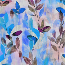 Viscose linnen blauw met blaadjes