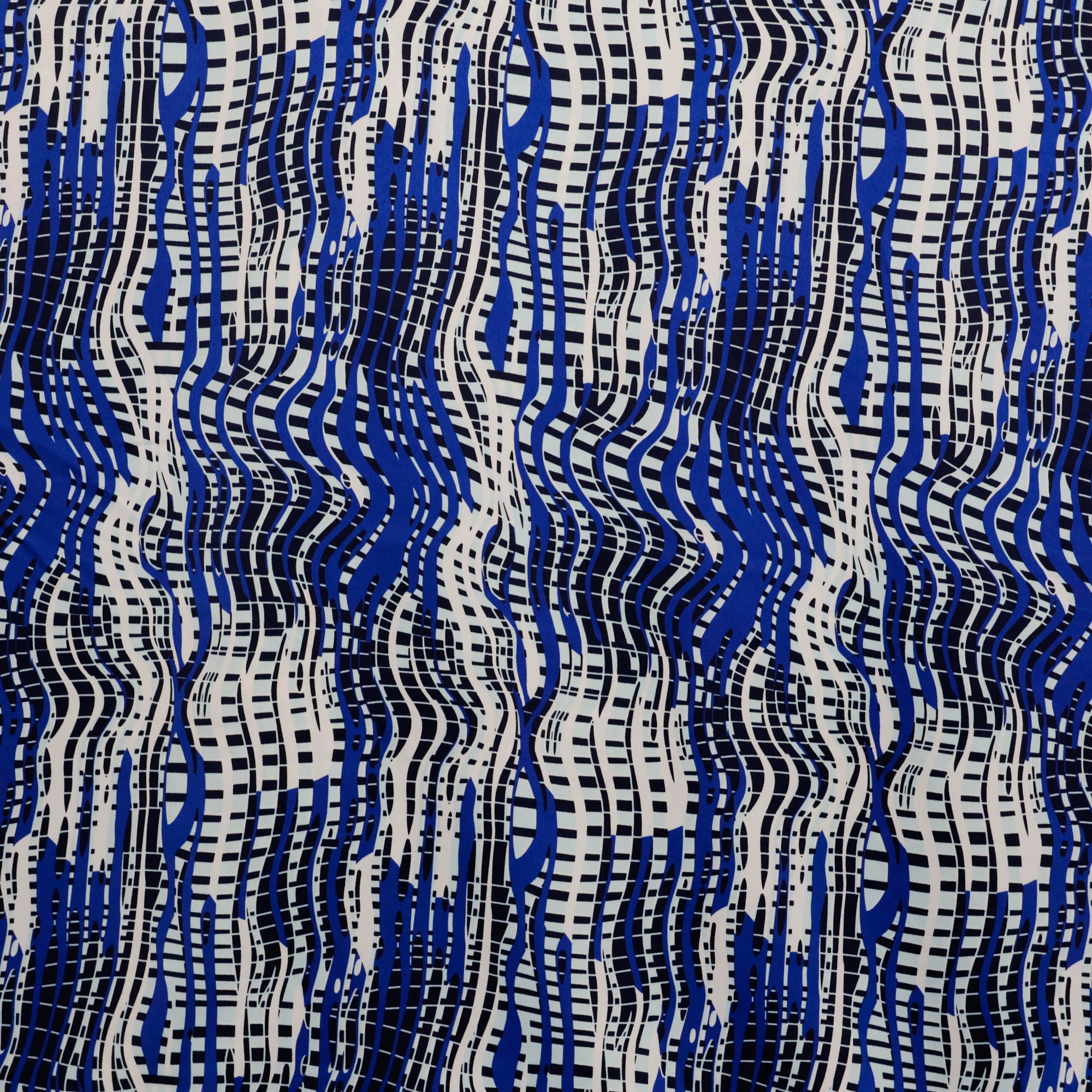 Viscose satijn blauw patroon