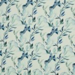 Tricot wit met blauwe blaadjes