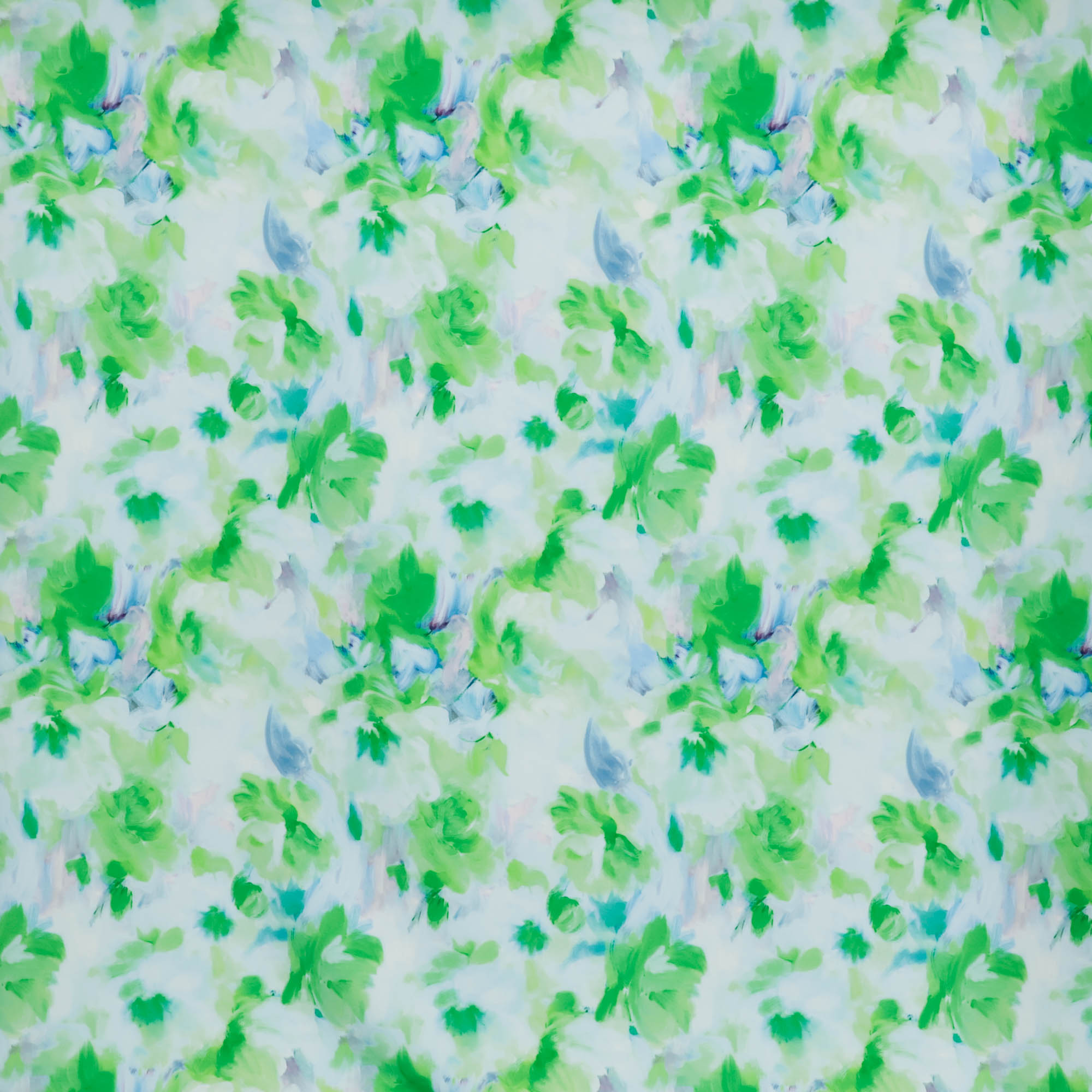 Polyester stretch met groene artistieke print