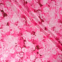 Gerecycleerd polyester roze met bloemenprint - Lorré
