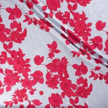 Polyester met rode bloemen - Lorré