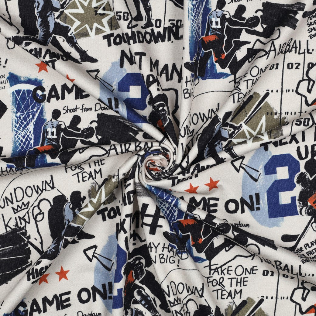 Sweater gebroken wit met sportprint