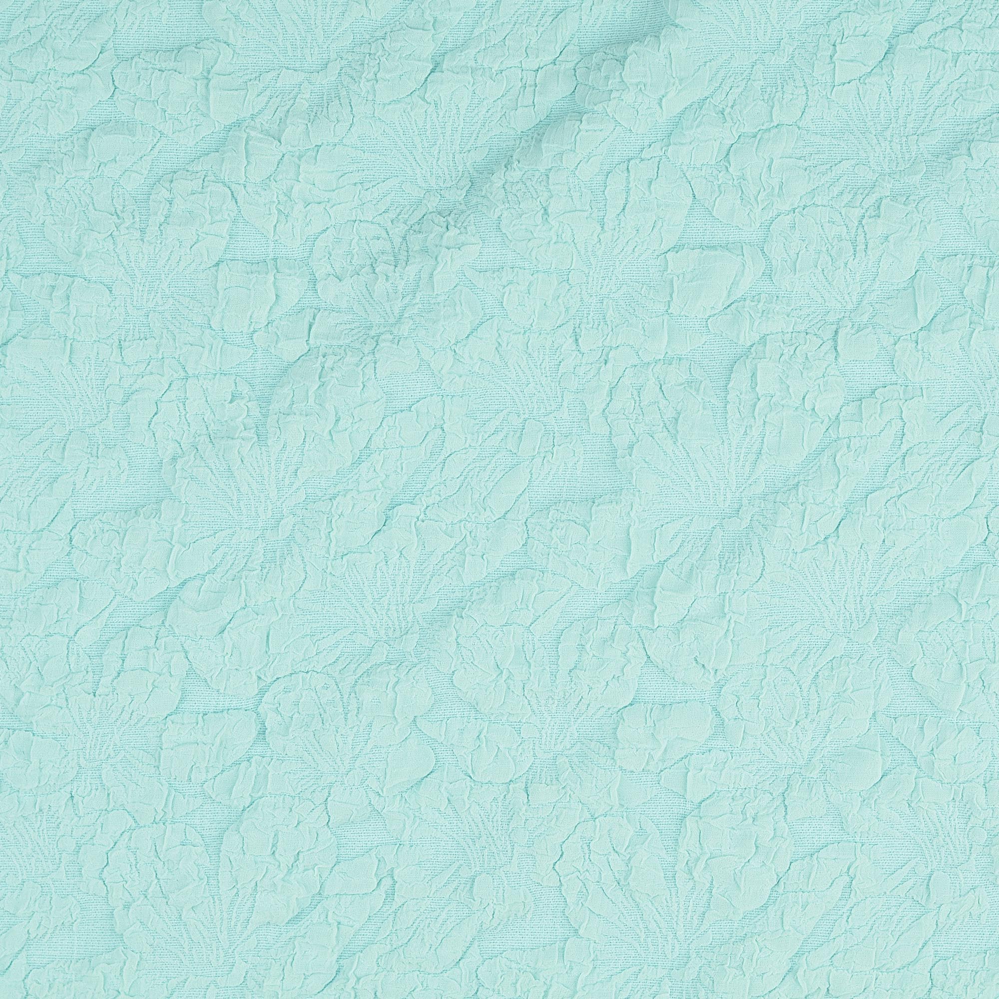 Jacquard reliëf licht turquoise met bloemen