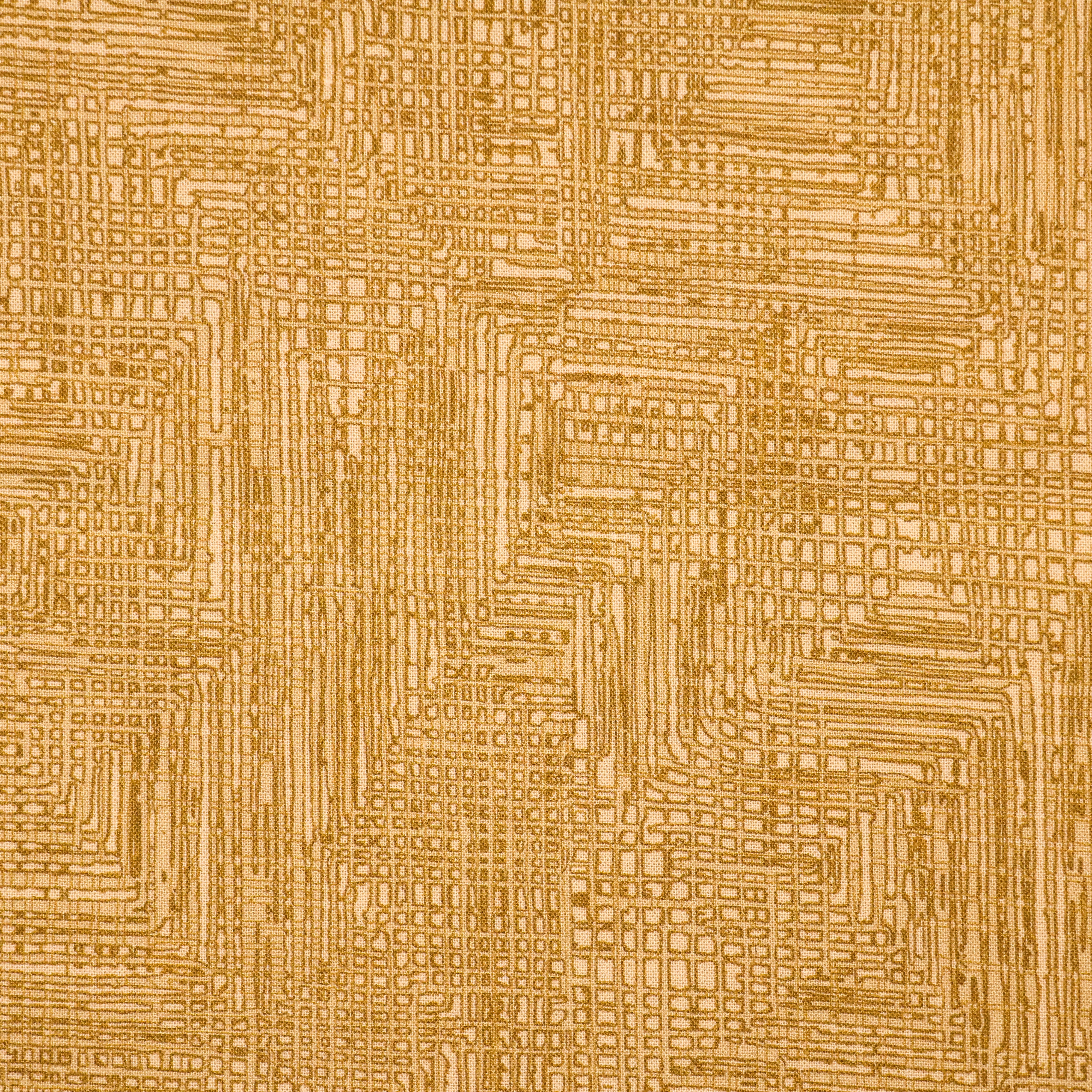 Katoen geel met abstract motief