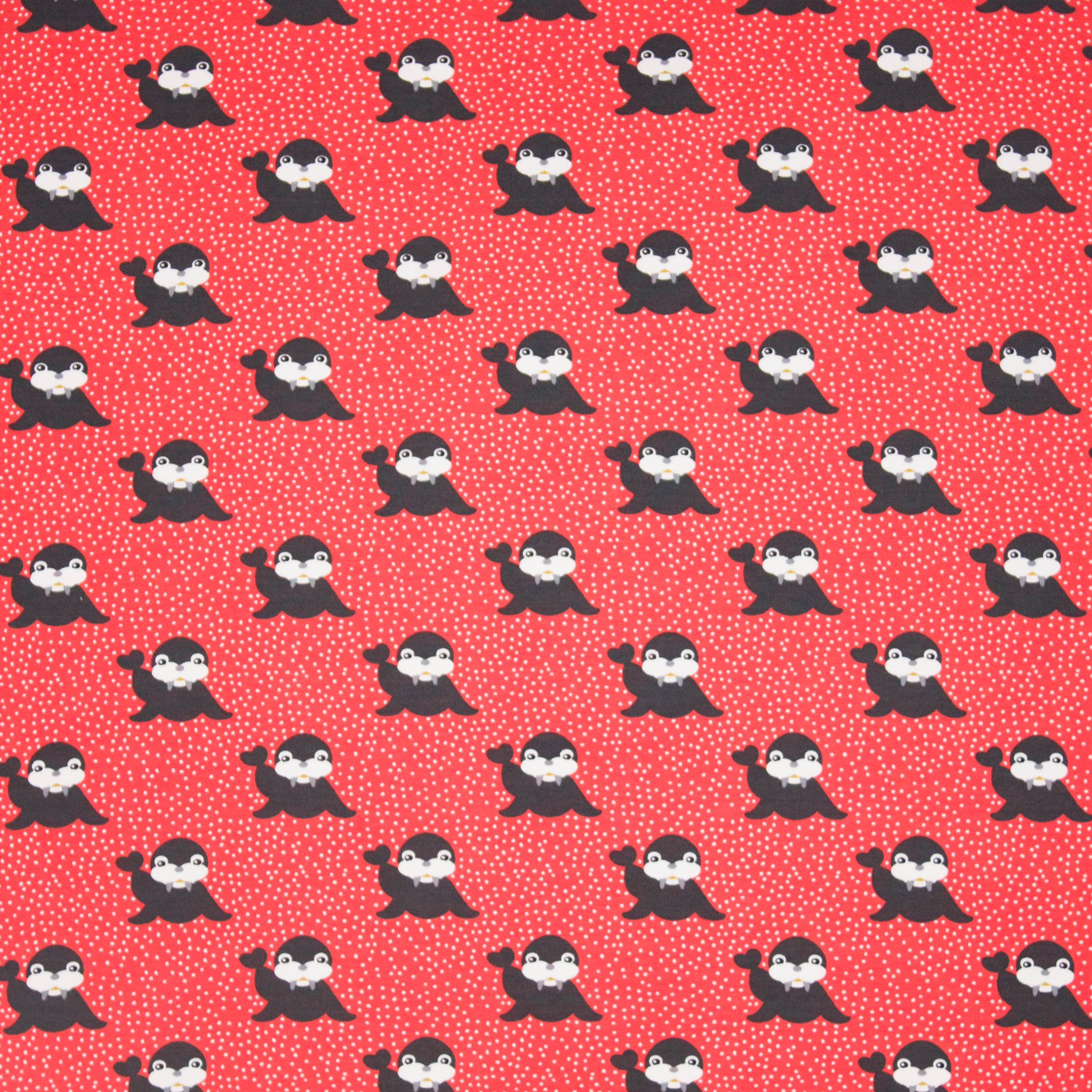 Rode tricot POPPY walrus motief