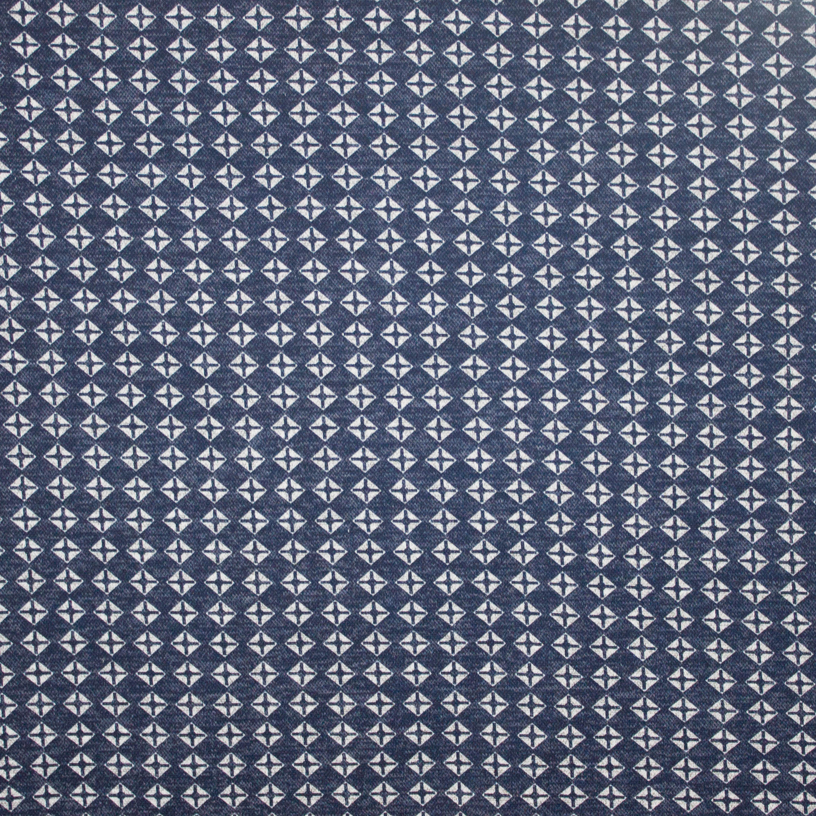 Blauw gebreide stof met abstract motief van Stitched By You