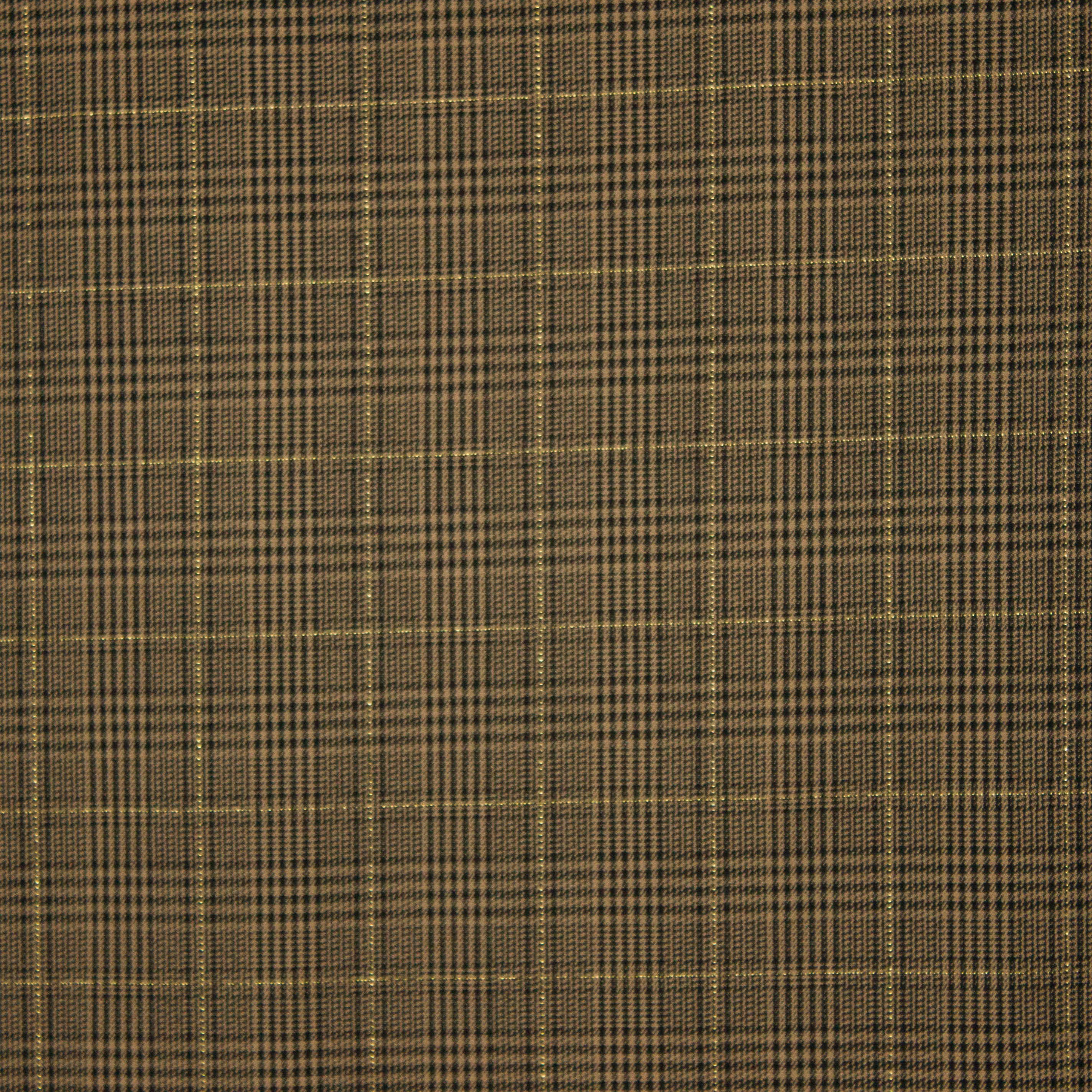 Bruine polyester met prince de galles print