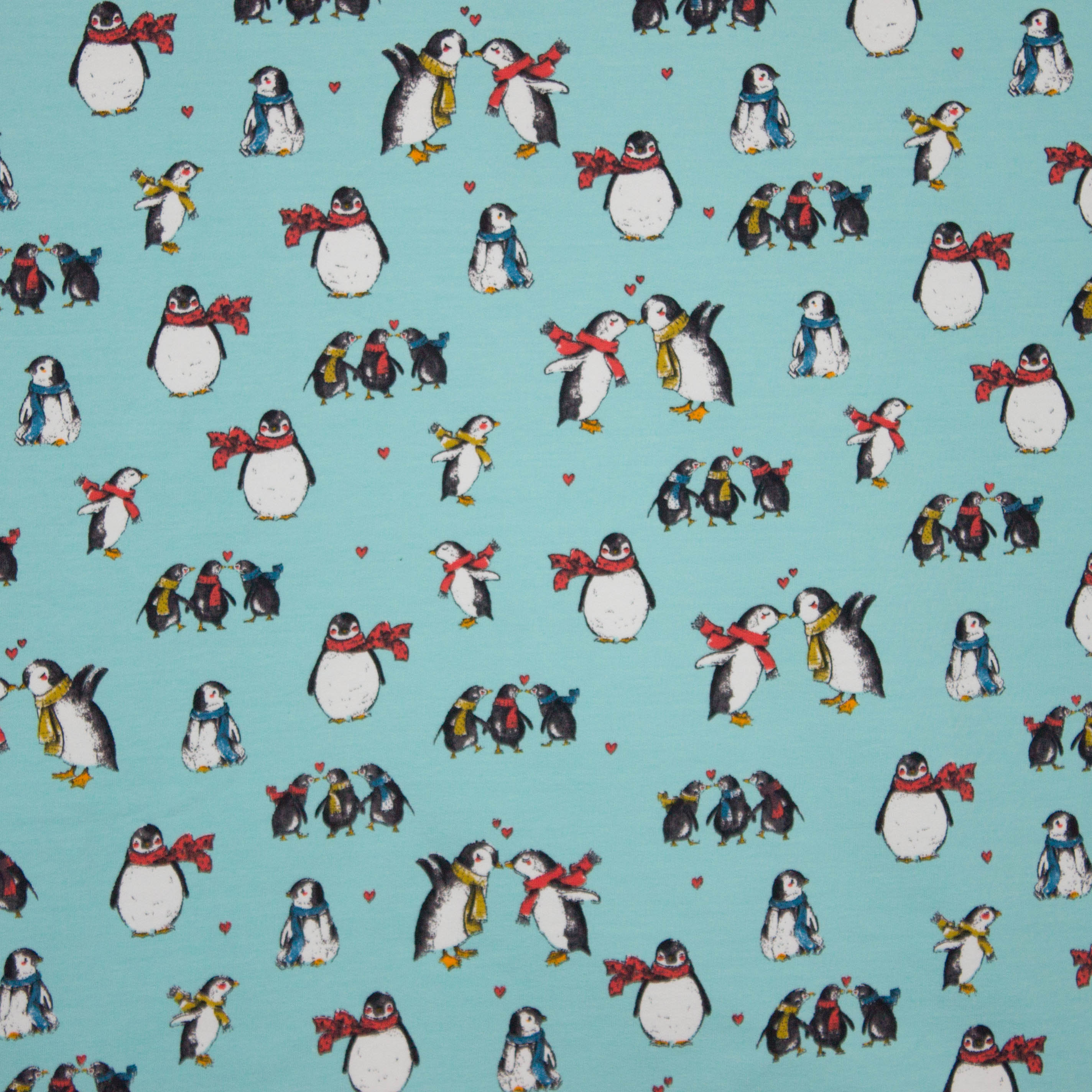 Lichtblauwe french terry met pinguin motief