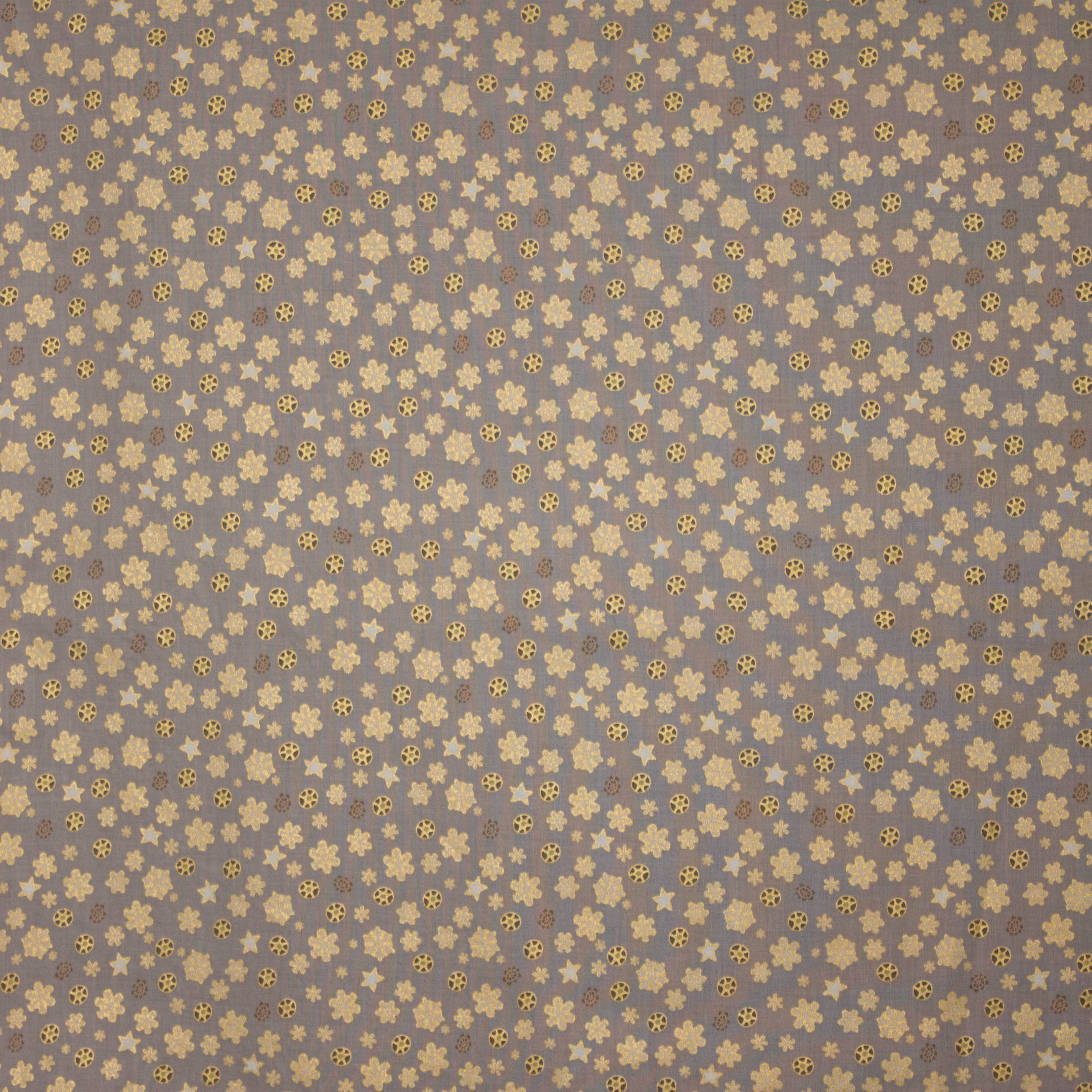 Grijze katoen met ijskristallen motief in gouden glitter