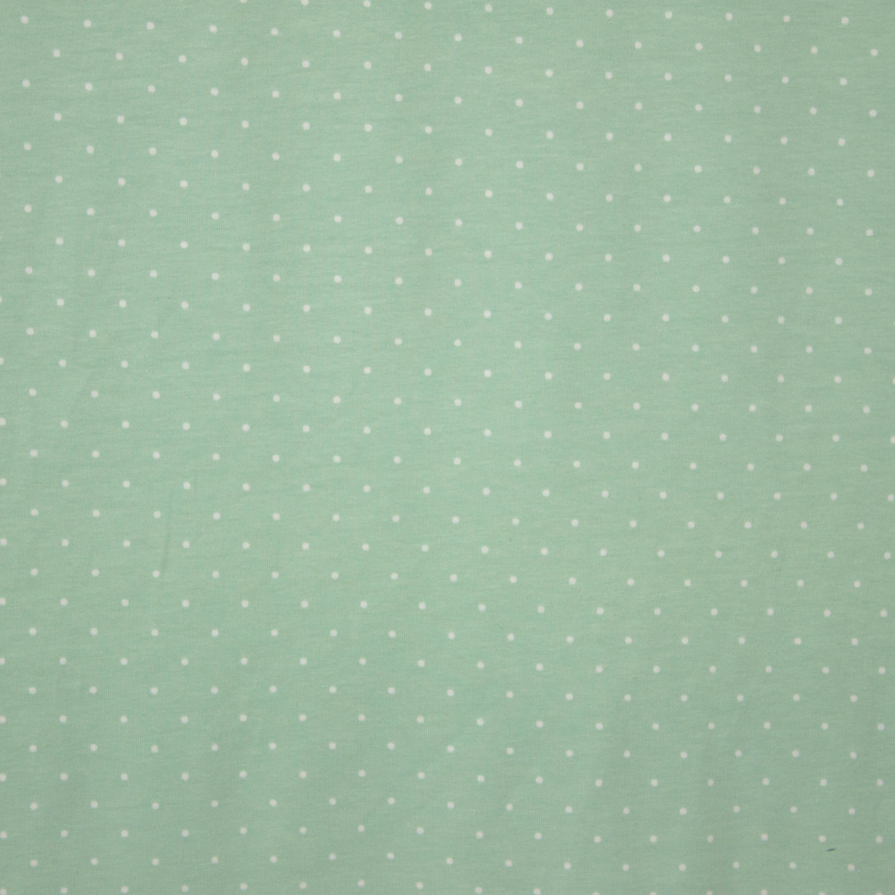 Muntgroene tricot met witte bolletjes