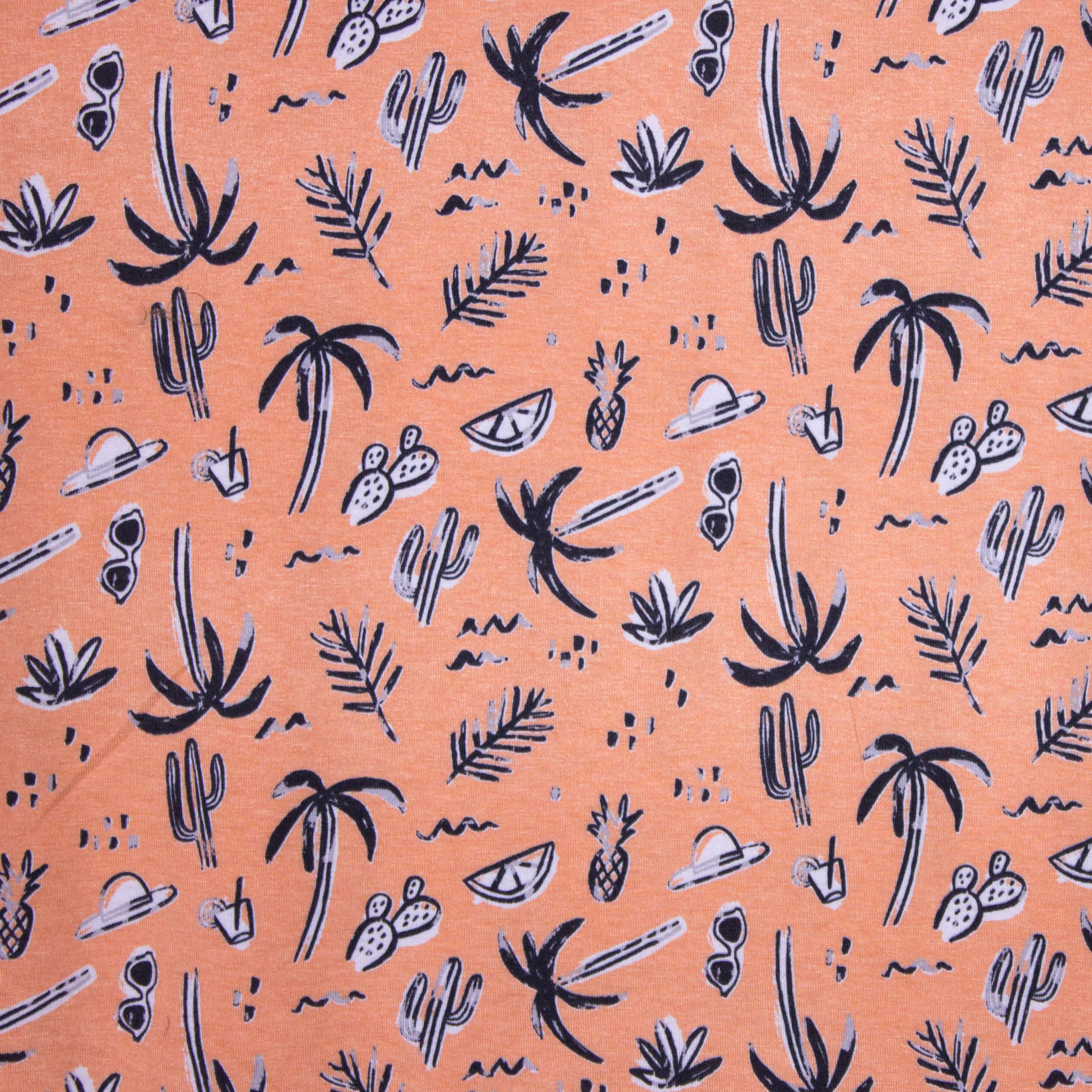 Tricot in zalmkleur bedrukt van B trendy