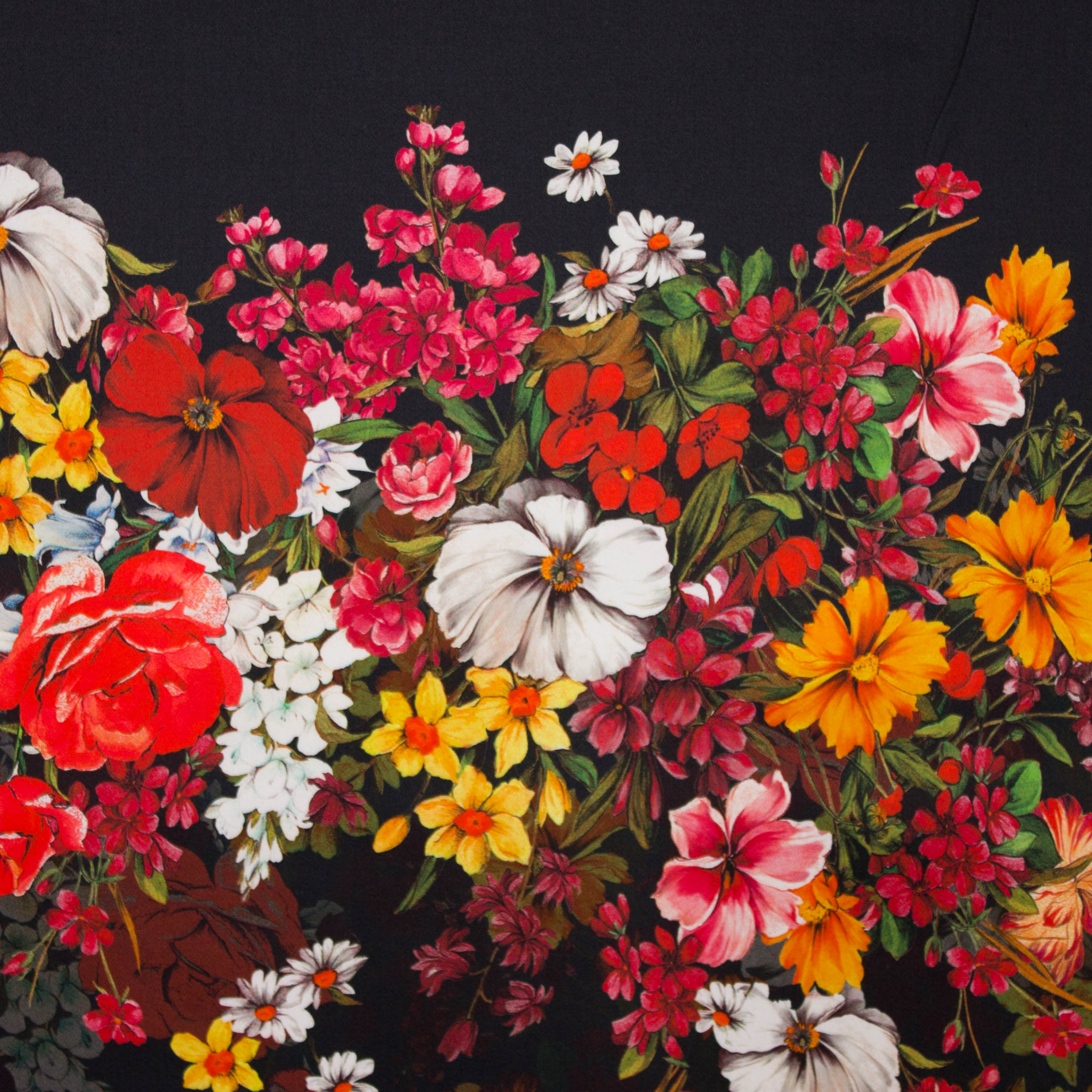 Zwarte stretchkatoen met bloemen motief