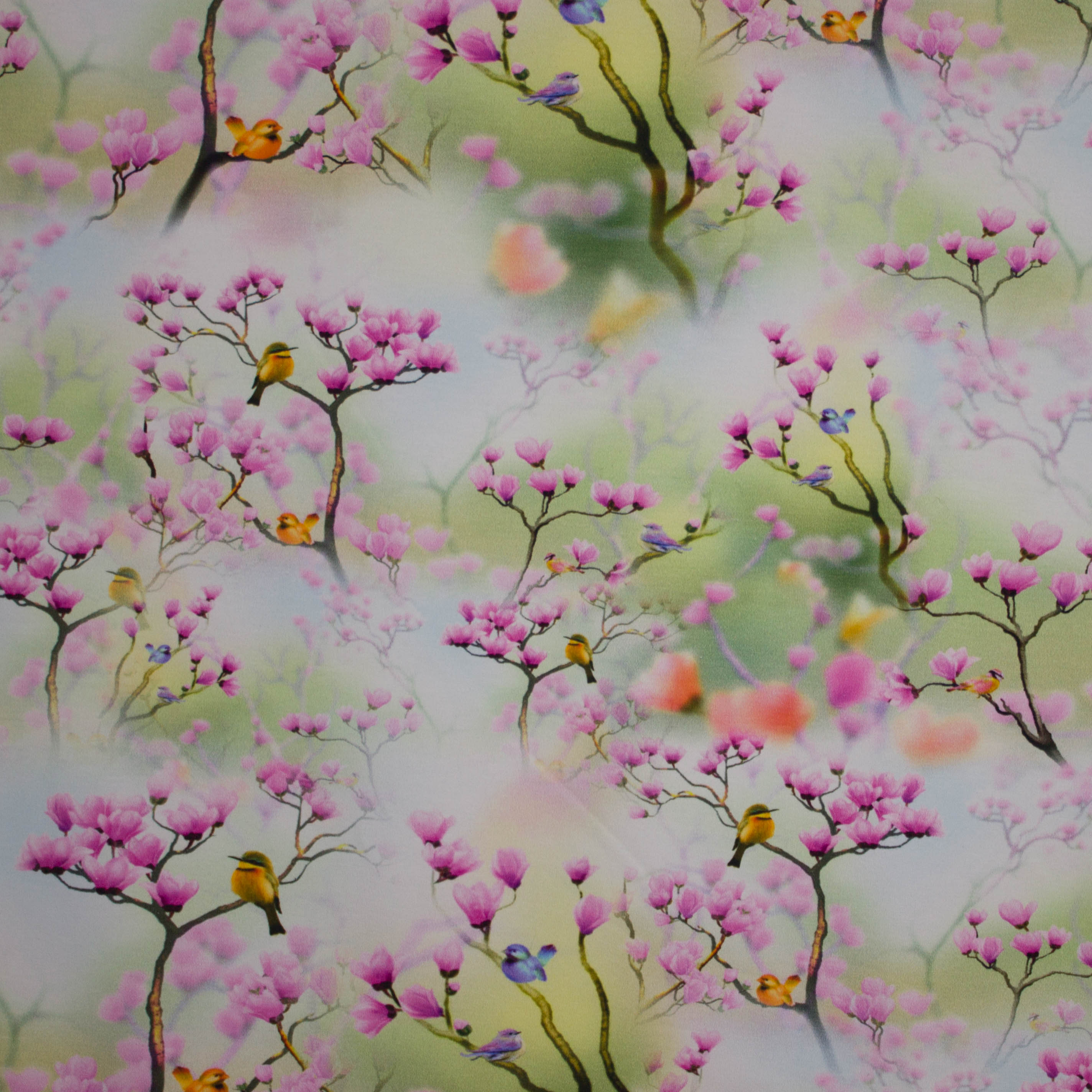 Tricot met magnoliabomen en vogels