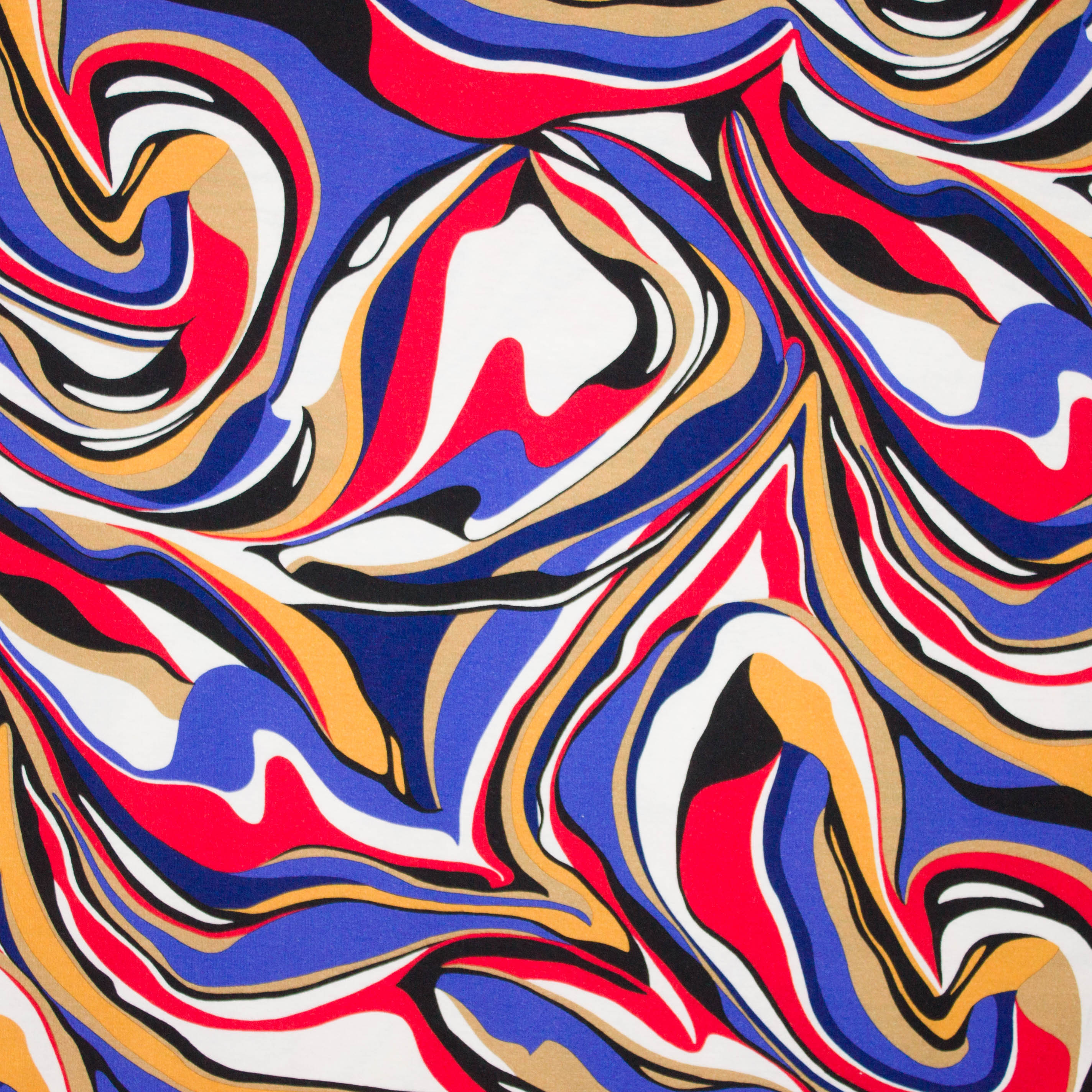 Soepele viscosetricot met abstract lijnen motief