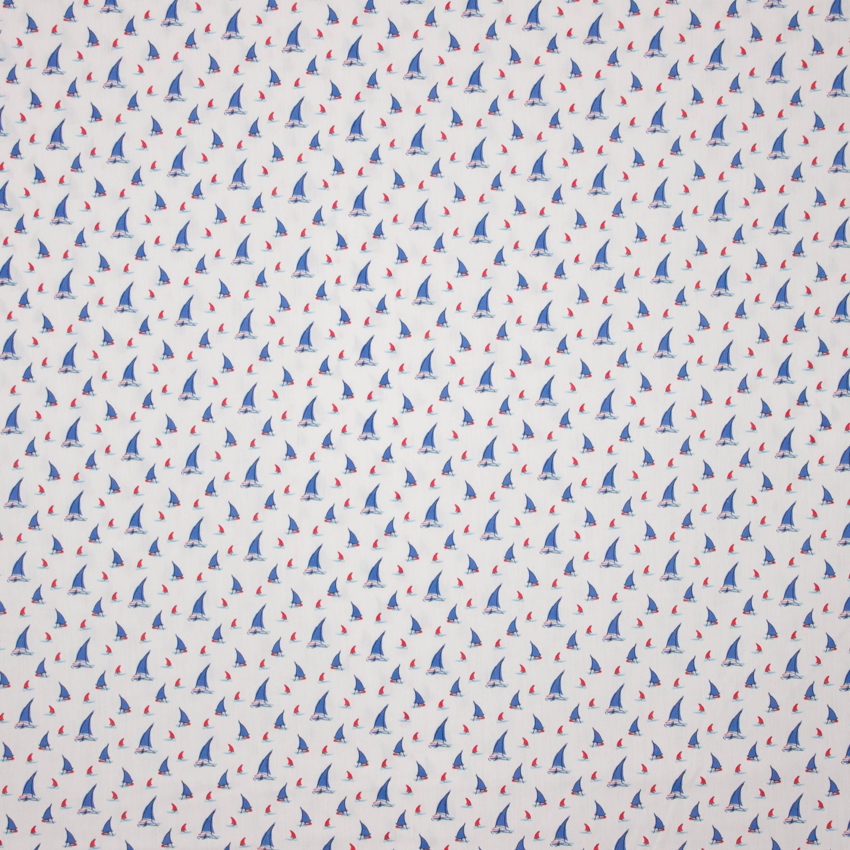 Hemdstof met zeilboot motief