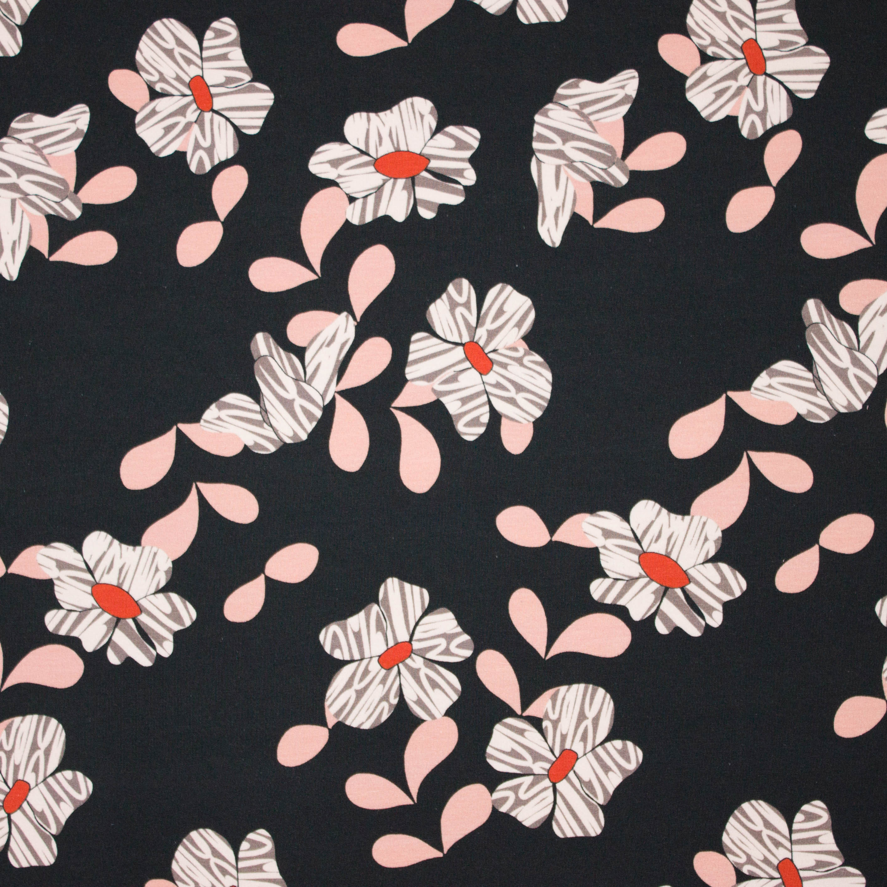 Zwarte french terry met bloemen motief van Cherry Design