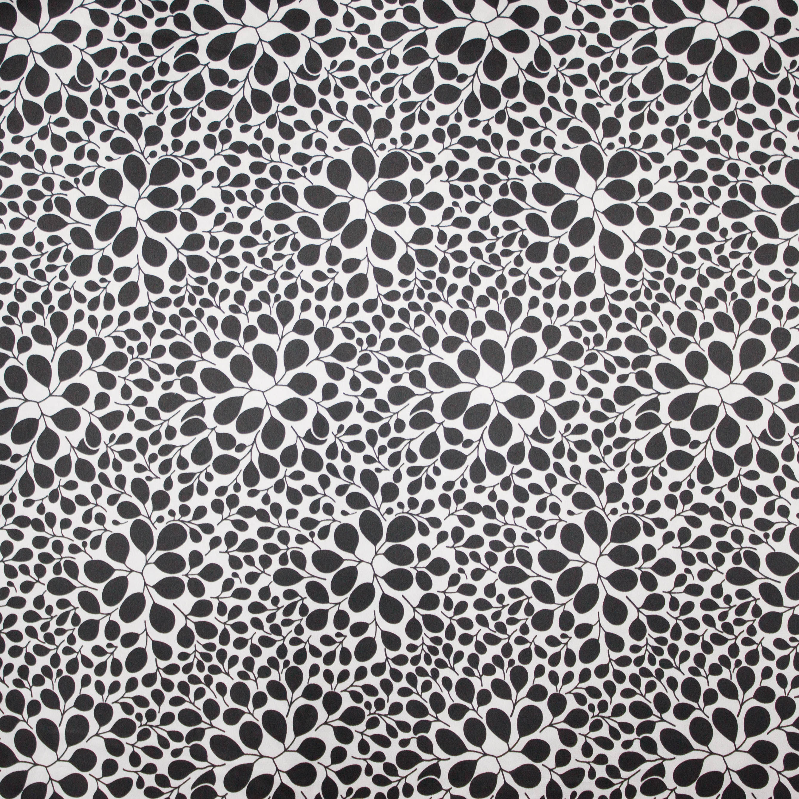 Lichtgrijze polyester met zwart abstract motief