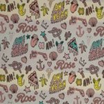 Jacquard met figuren en tekst