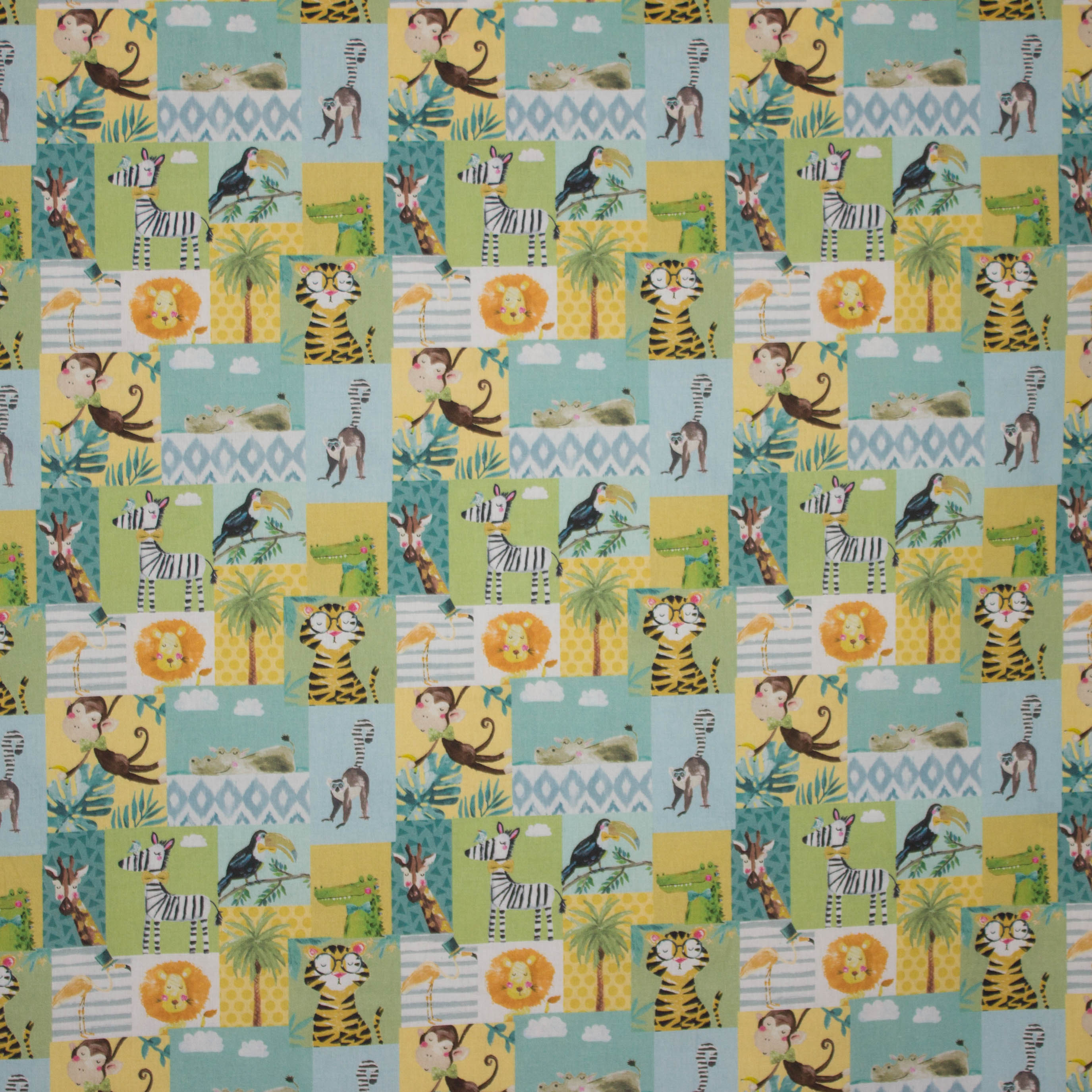 Katoentje met wilde dieren motief