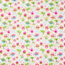 Katoen wit uiltjes tropical motief