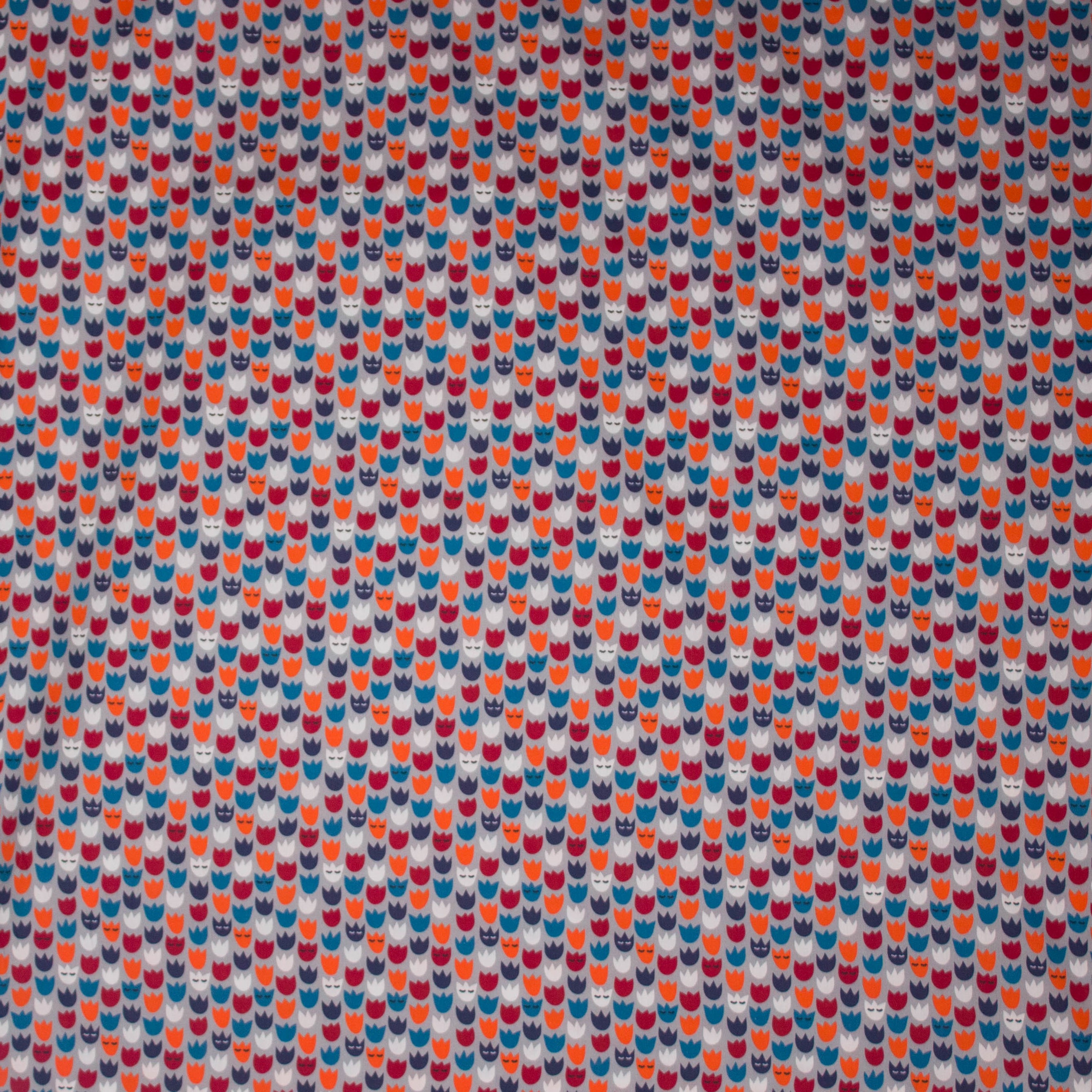 Katoen grijs tulpen motief