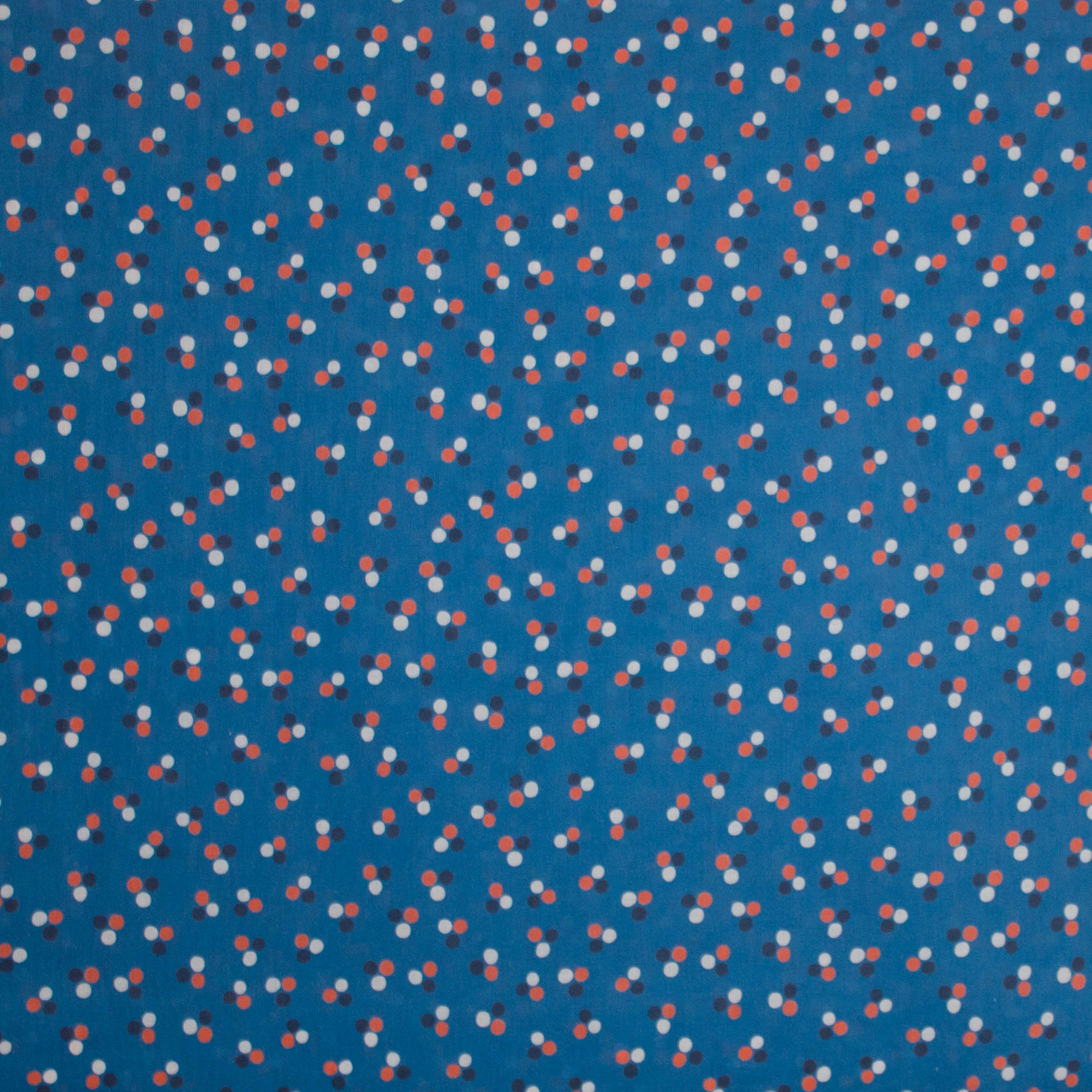 Katoen jeansblauw bollen motief