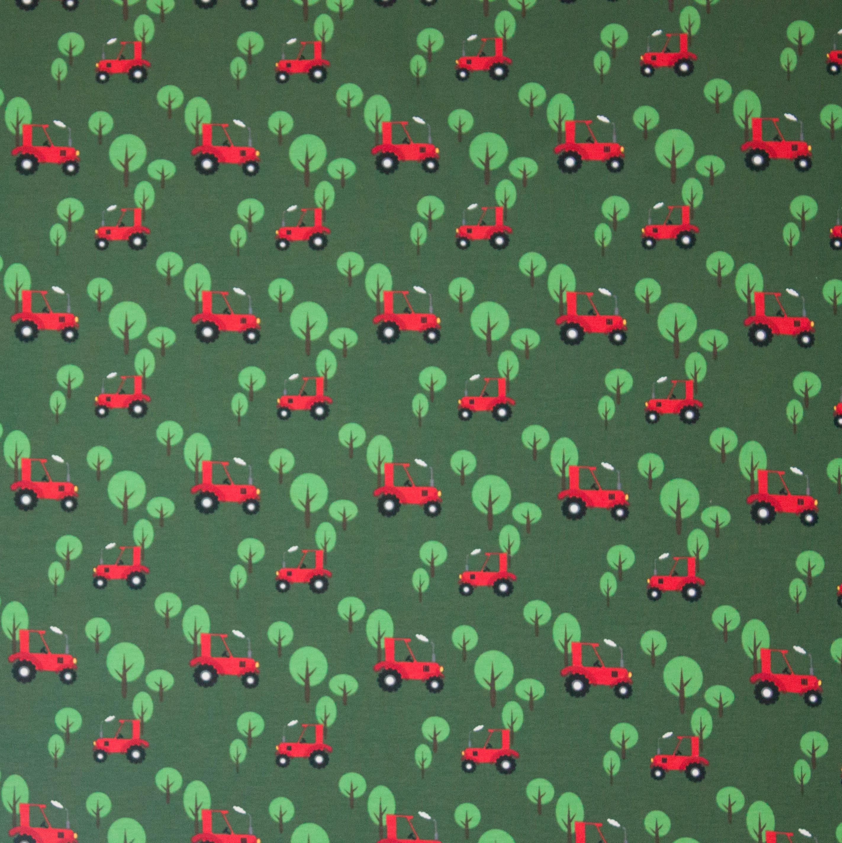 Tricot groen tractor motief