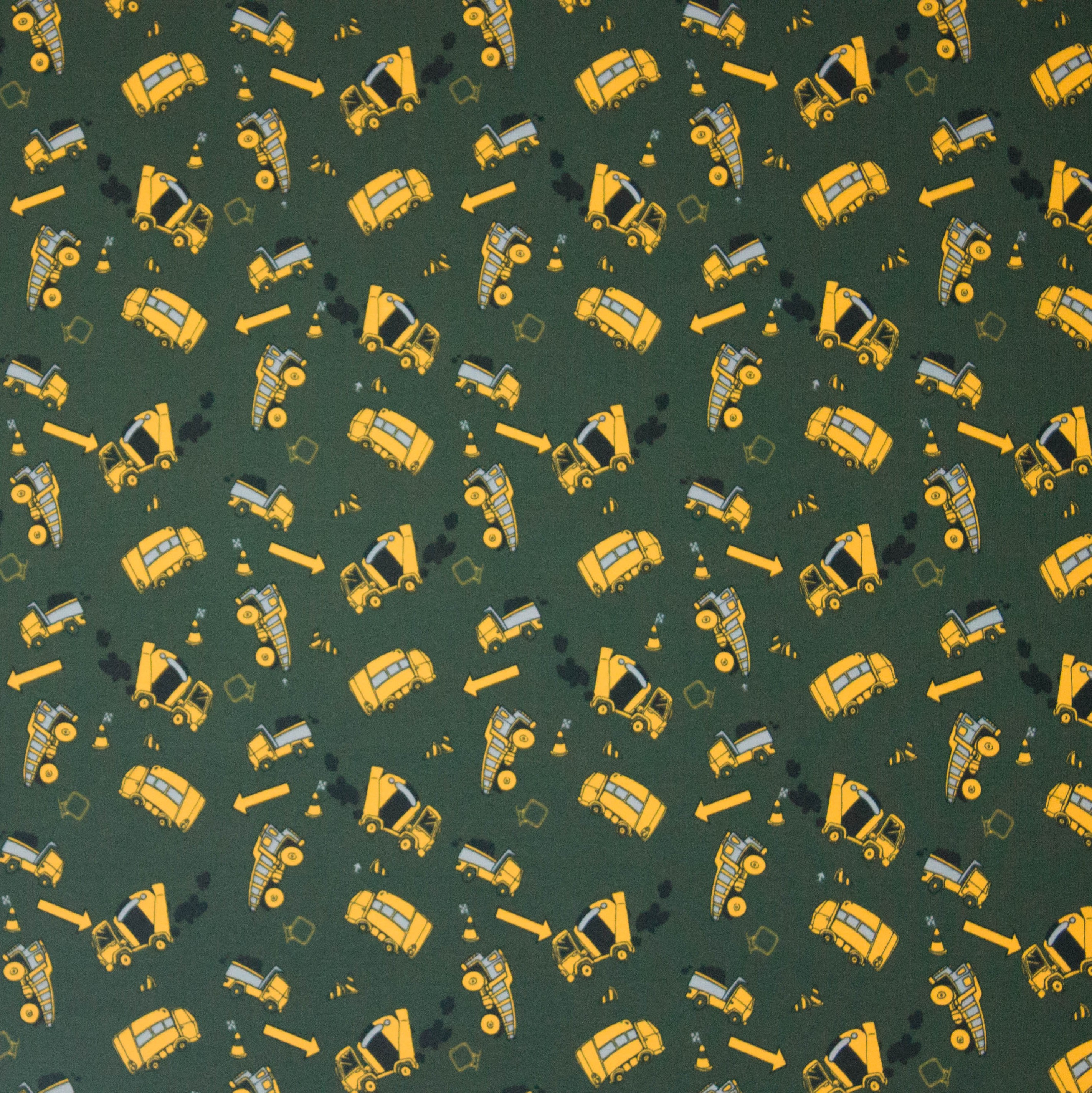 Tricot groen vrachtwagens motief