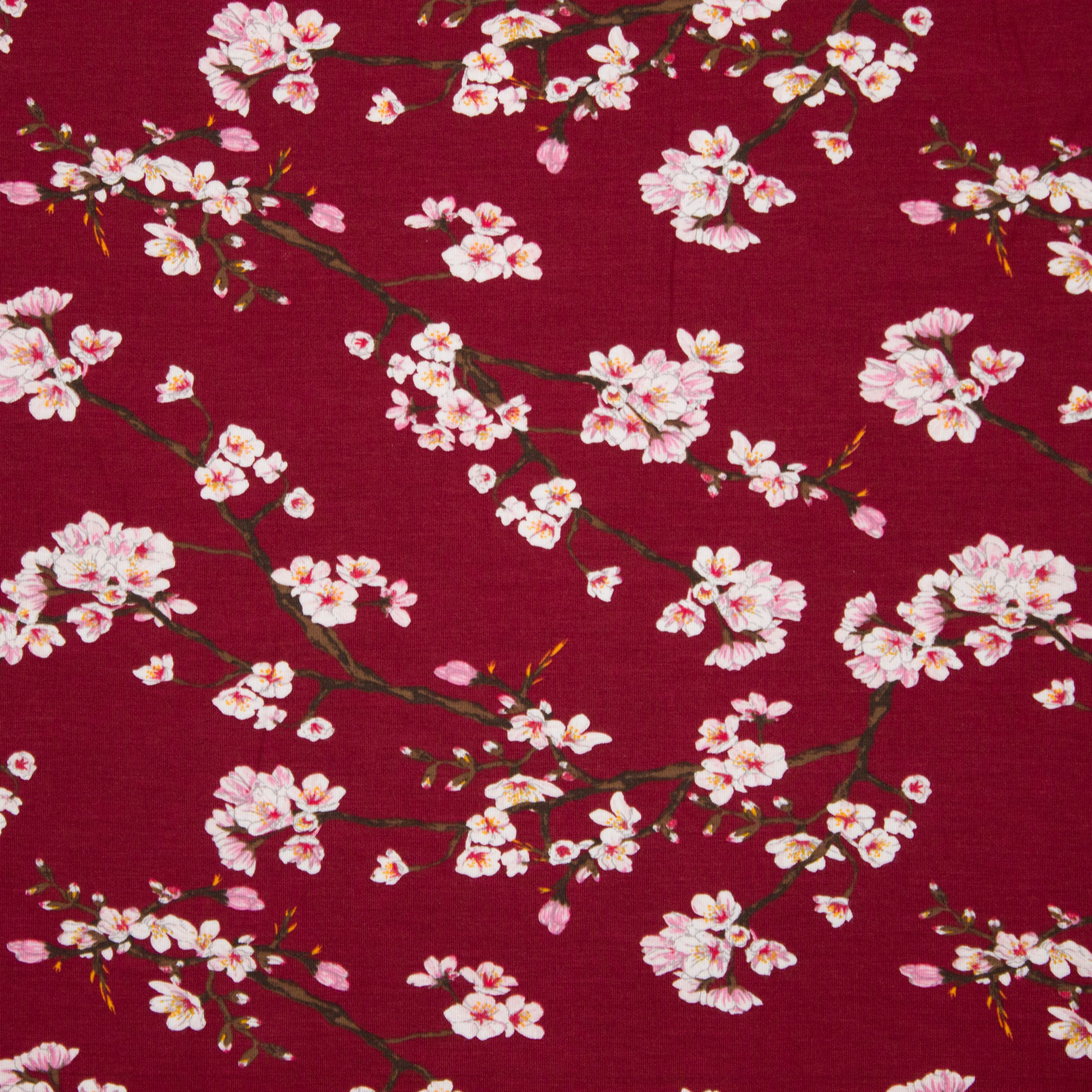 Bordeaux modal tricot met bloesems