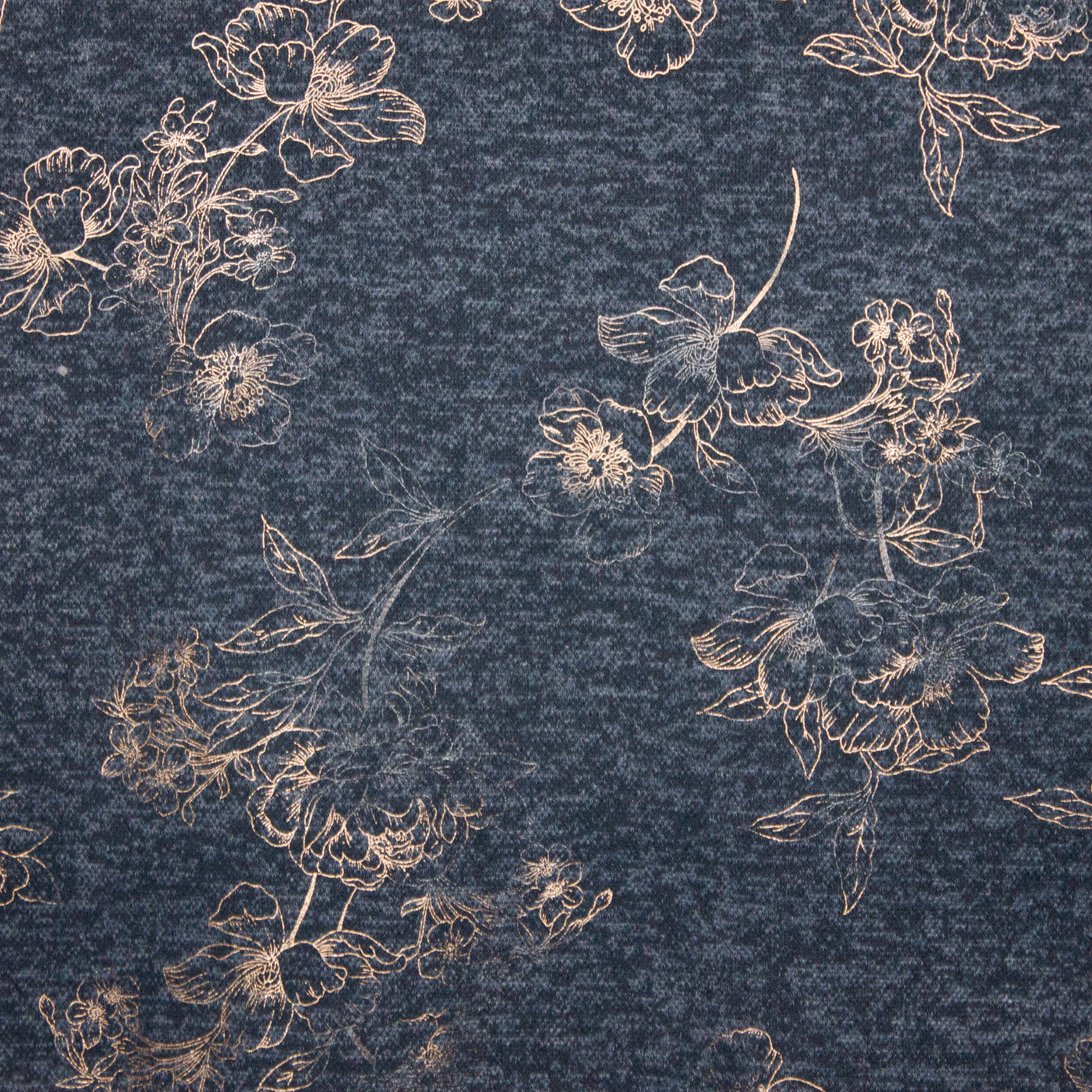Breitje in grijs en donkerblauw met bloemen in gouden glitter