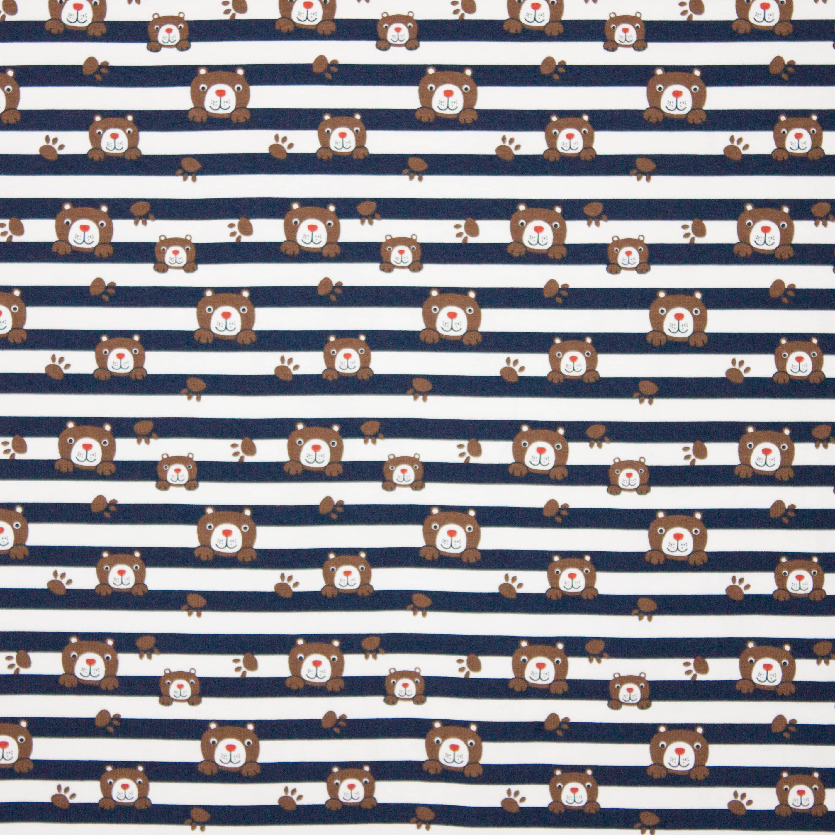 Blauw / ecru gestreepte tricot met beertjes
