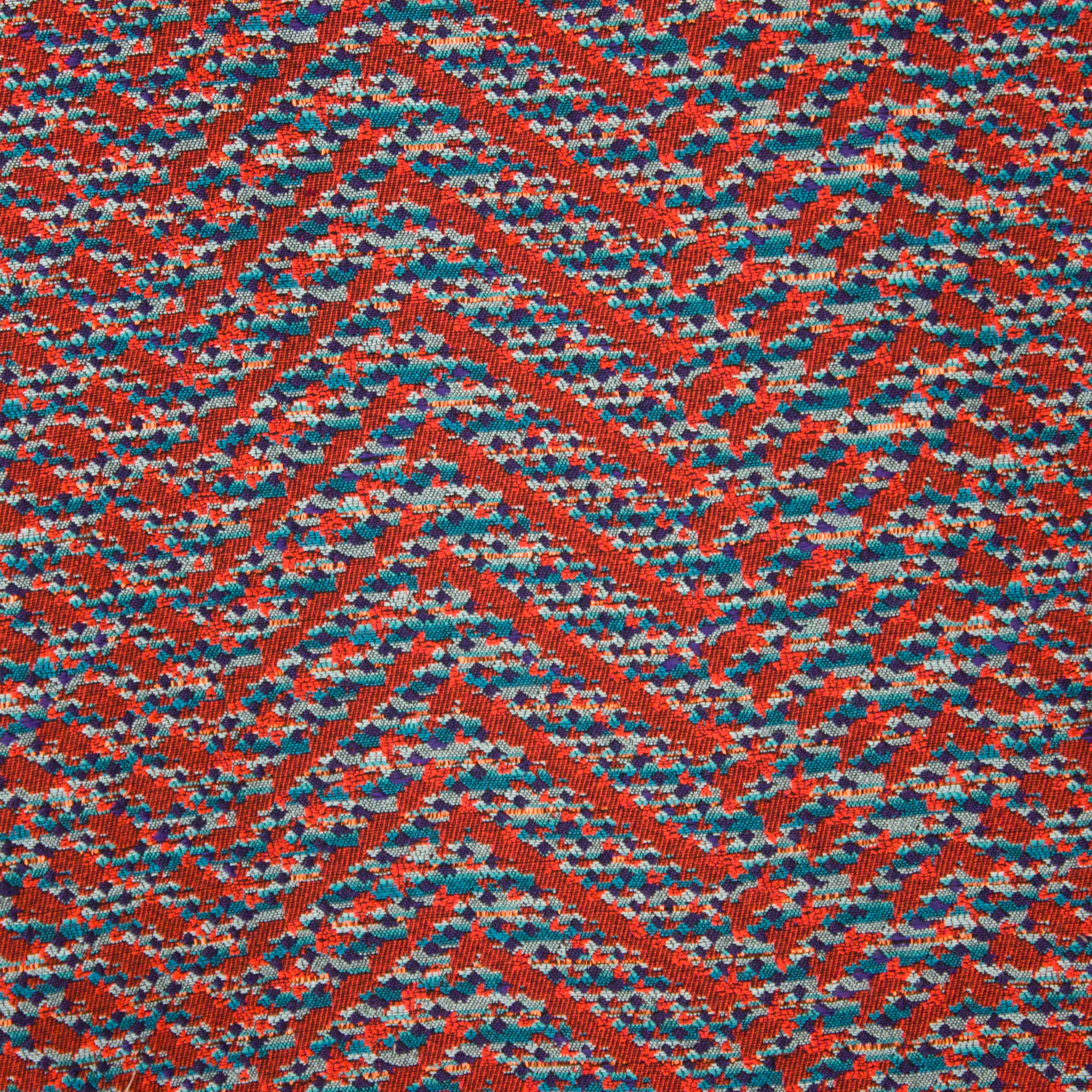 Jacquard in rode en blauwe tinten met lijnen van 'La Maison Victor'