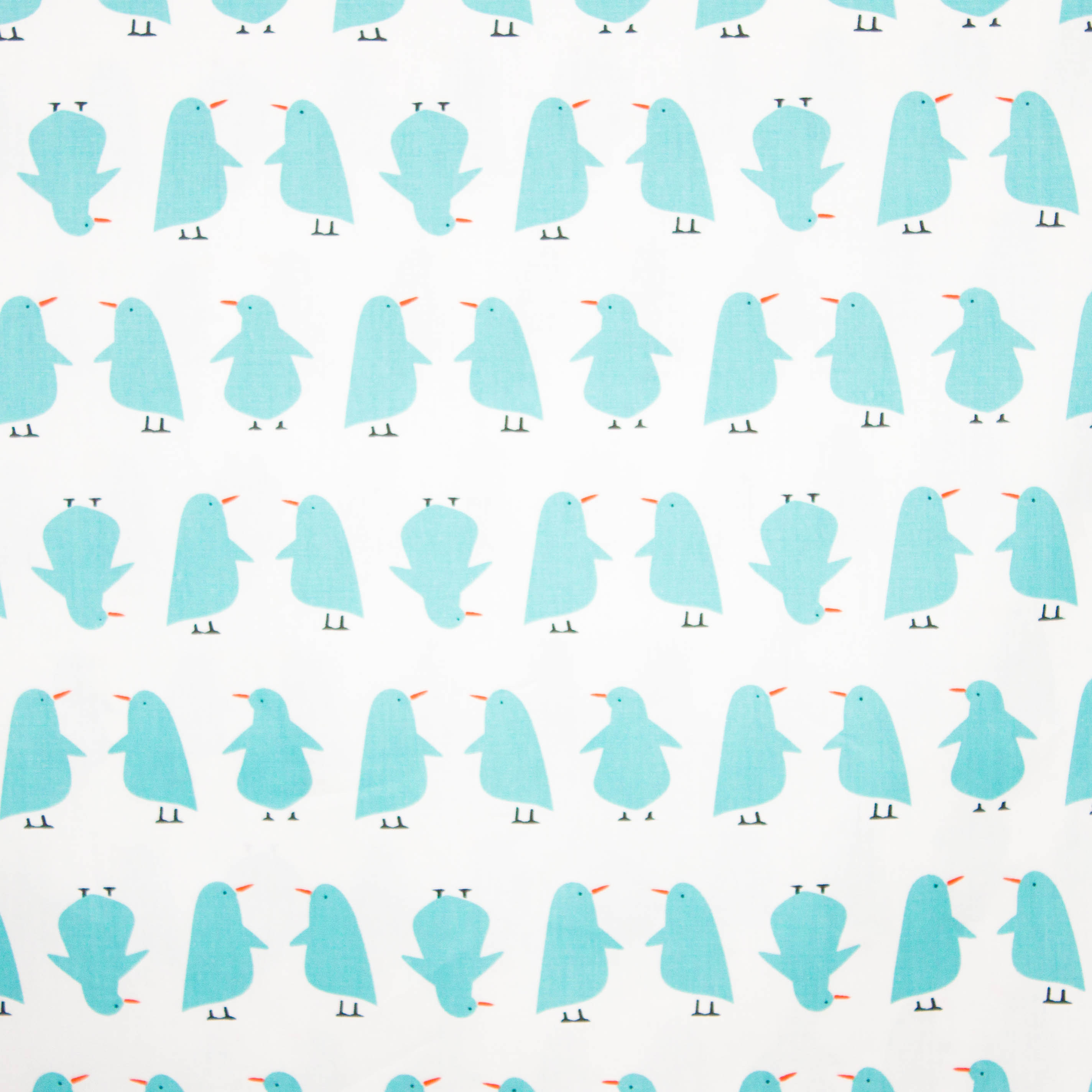 Wit katoen met lichtblauw vogelmotief