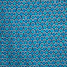 Blauwe katoen met abstract waaiermotief
