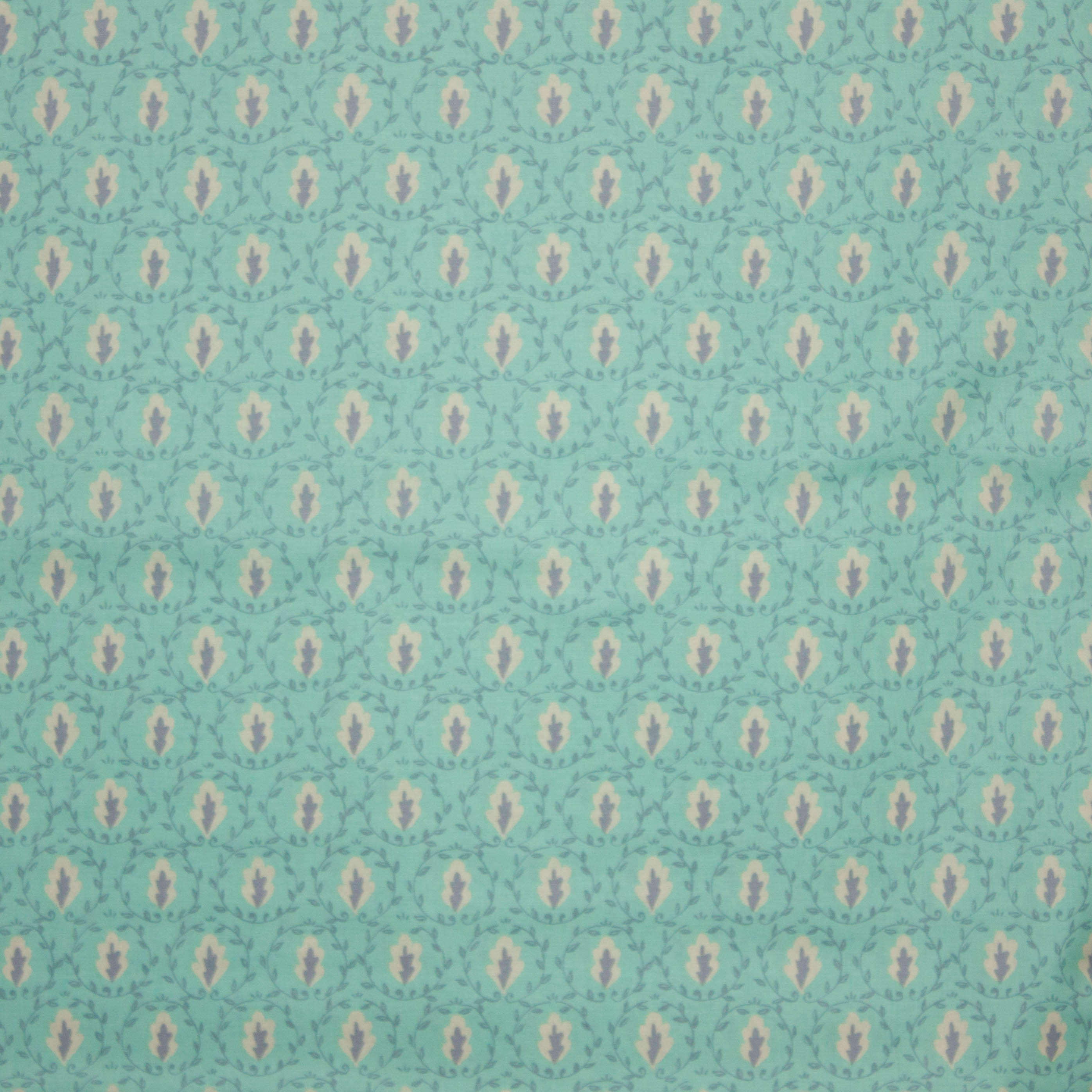 Katoen groen met  abstract bloemetjesmotief