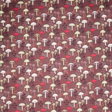 Bruine katoen met paddestoelen motief