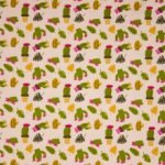Zalmroze katoen tricot met cactus motief