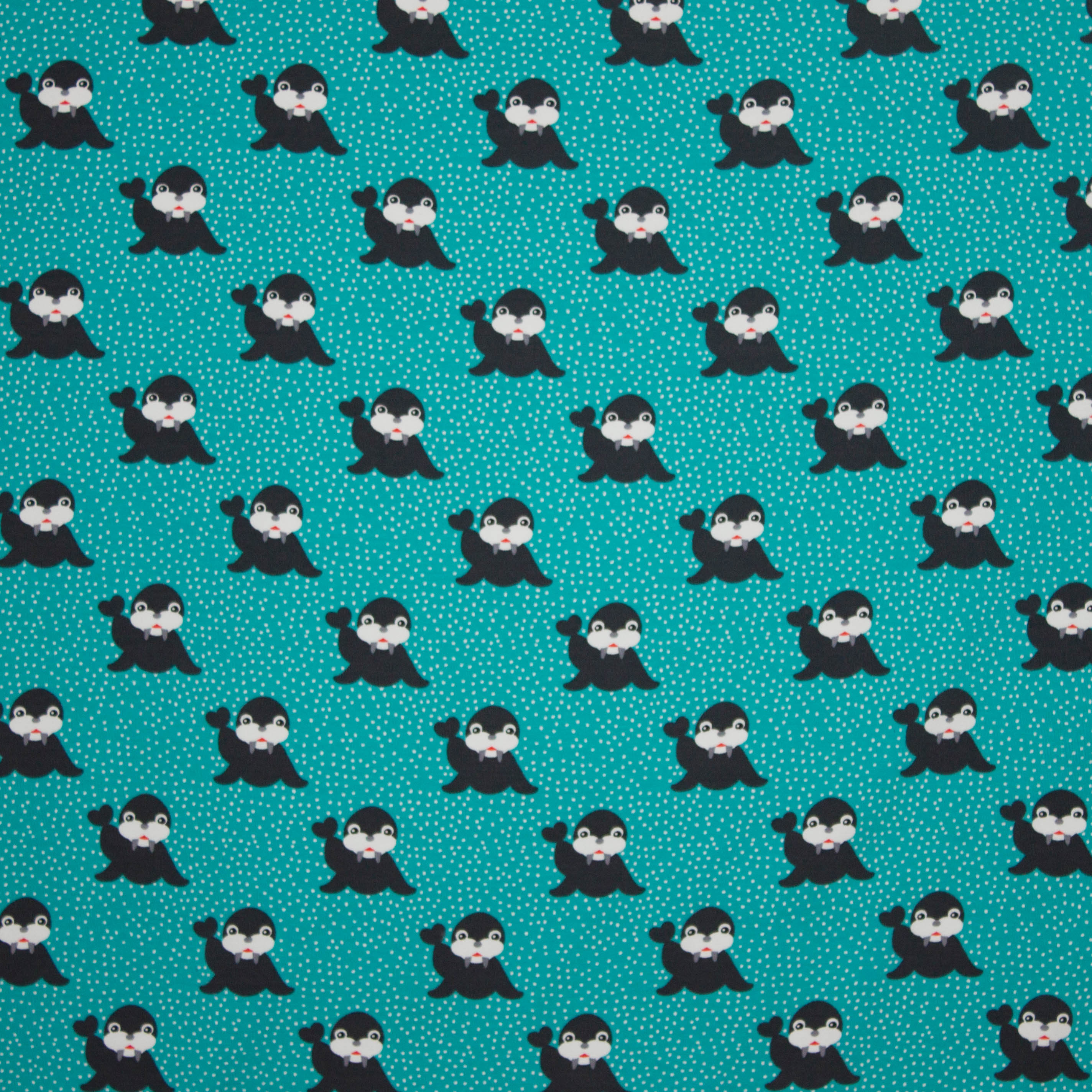 Petrol tricot POPPY walrus motief