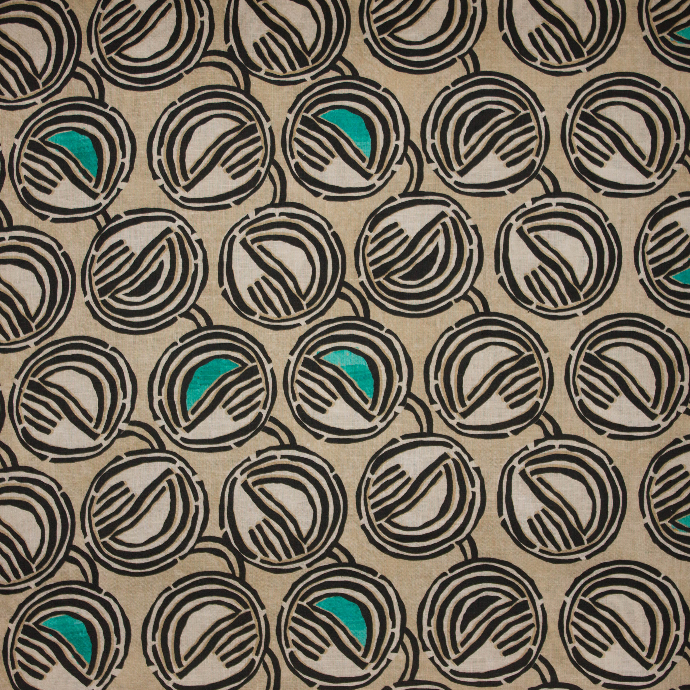 Safari beige linnen stof met print