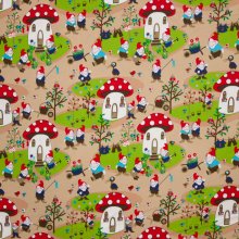 Katoen mokka kabouter motief